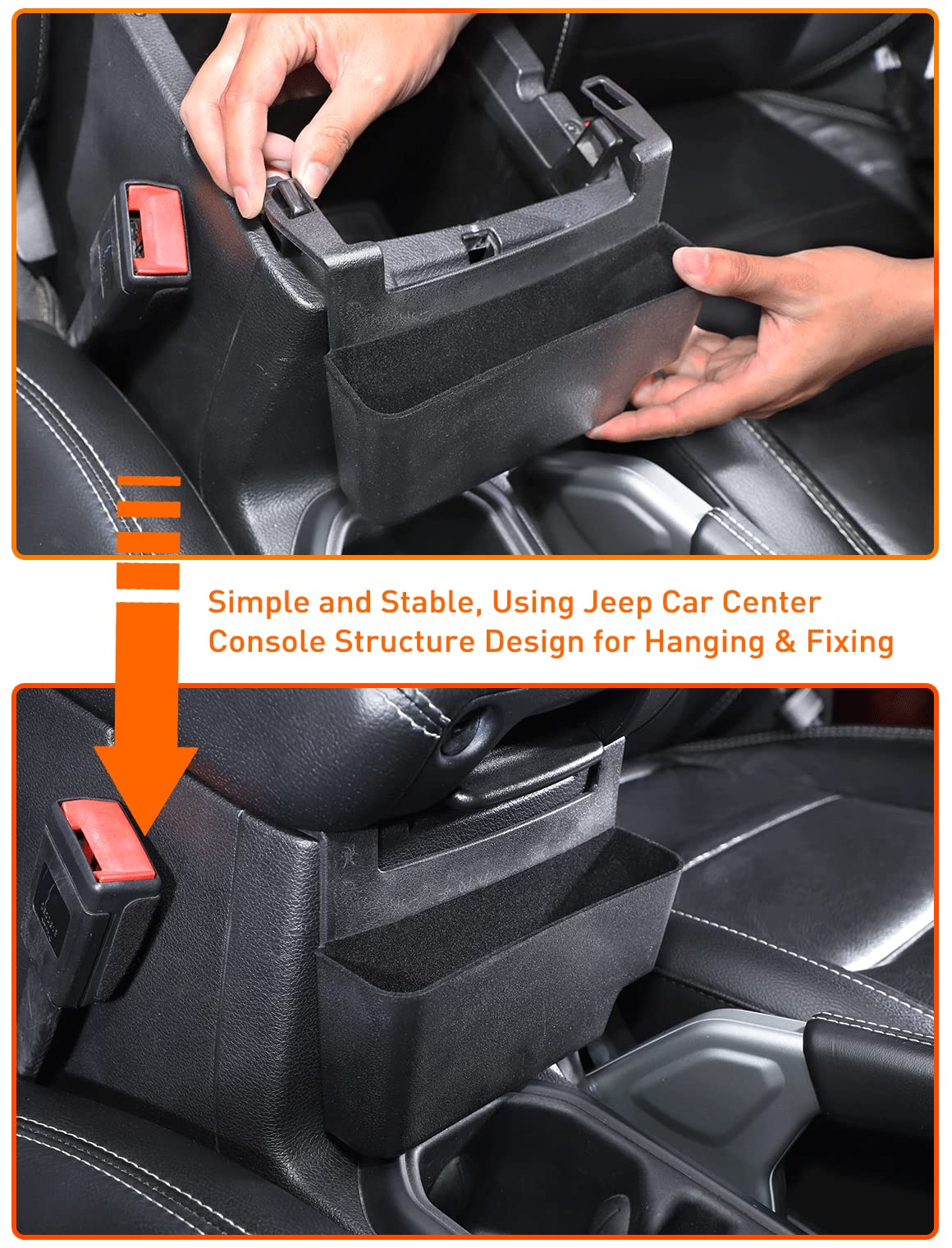 Savadicar Black ABS Center Console Hanging Storage Organizer Tray for 2018-2024 Jeep Wrangler JL JLU 4XE & Gladiator JT - Interior Car Accessories for Phones, Keys, Coins & Sunglasses Organization
