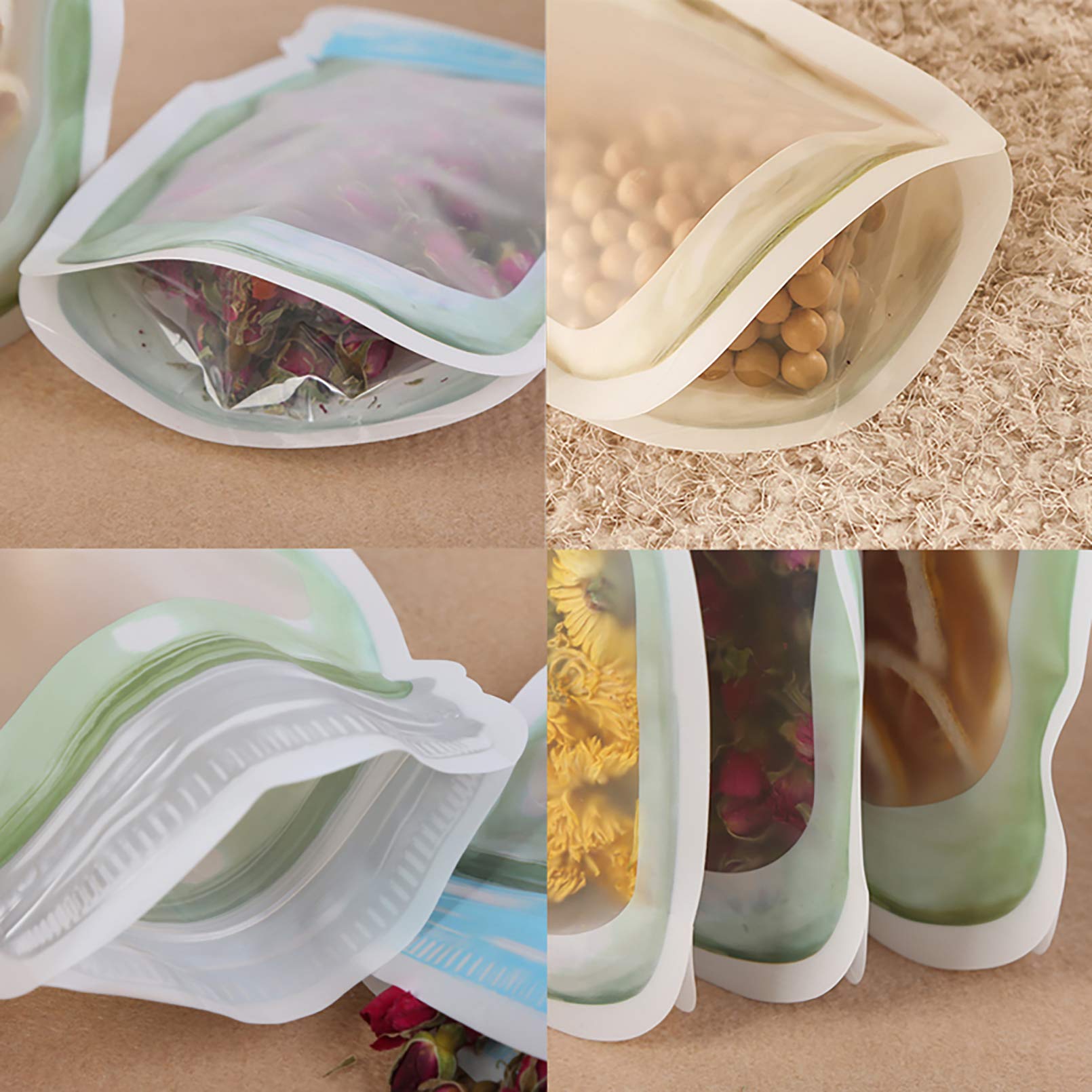Enkrio 20 Pack Reusable Mason Jar Bags - Leakproof Food Storage Bags for Kitchen, Snacks, Sandwich & Meal Prep | Eco-Friendly Zipper Bags for Mason Jars, Picnics, Camping & On-the-Go Snacking