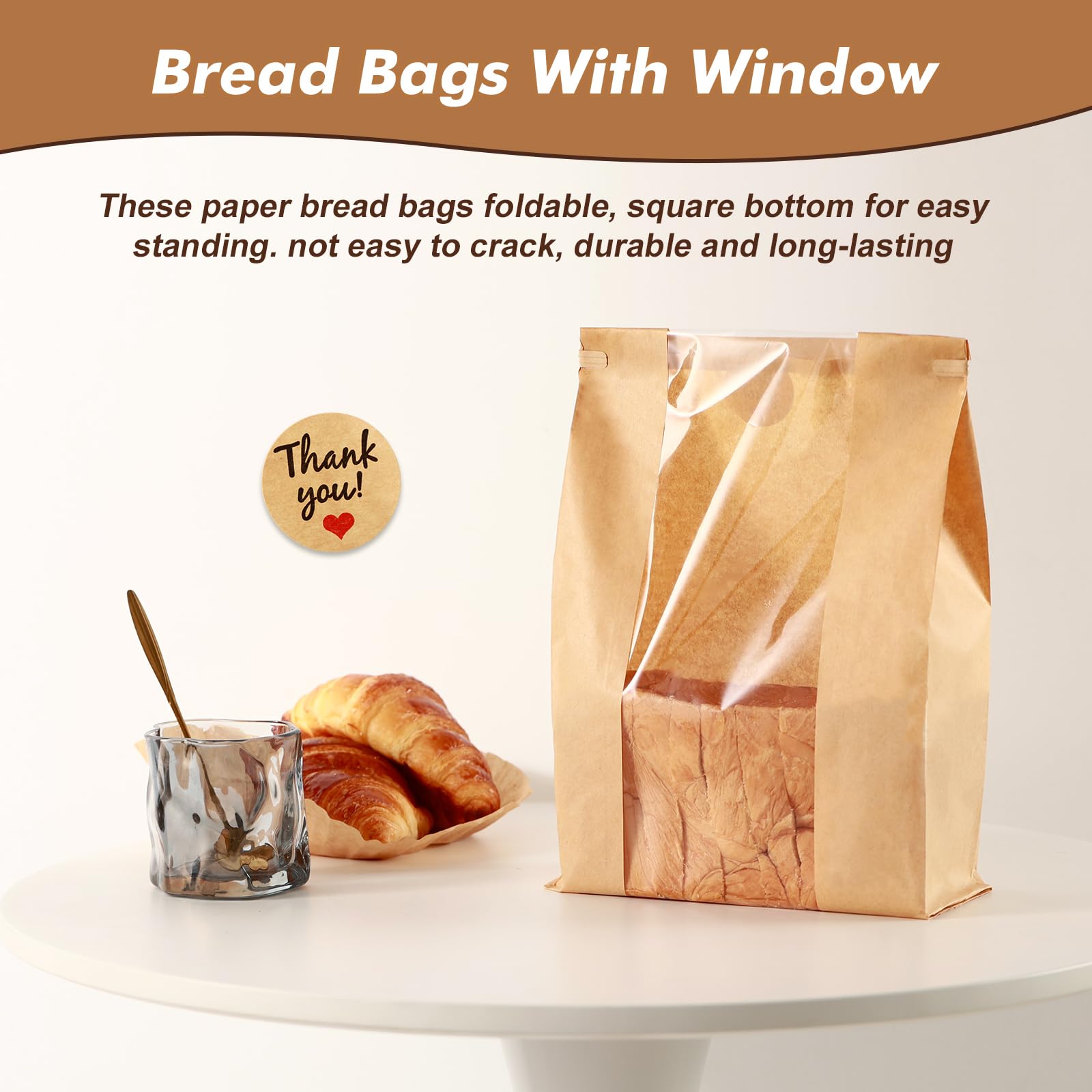 120 Pcs Clear Bread Bags with Window 14