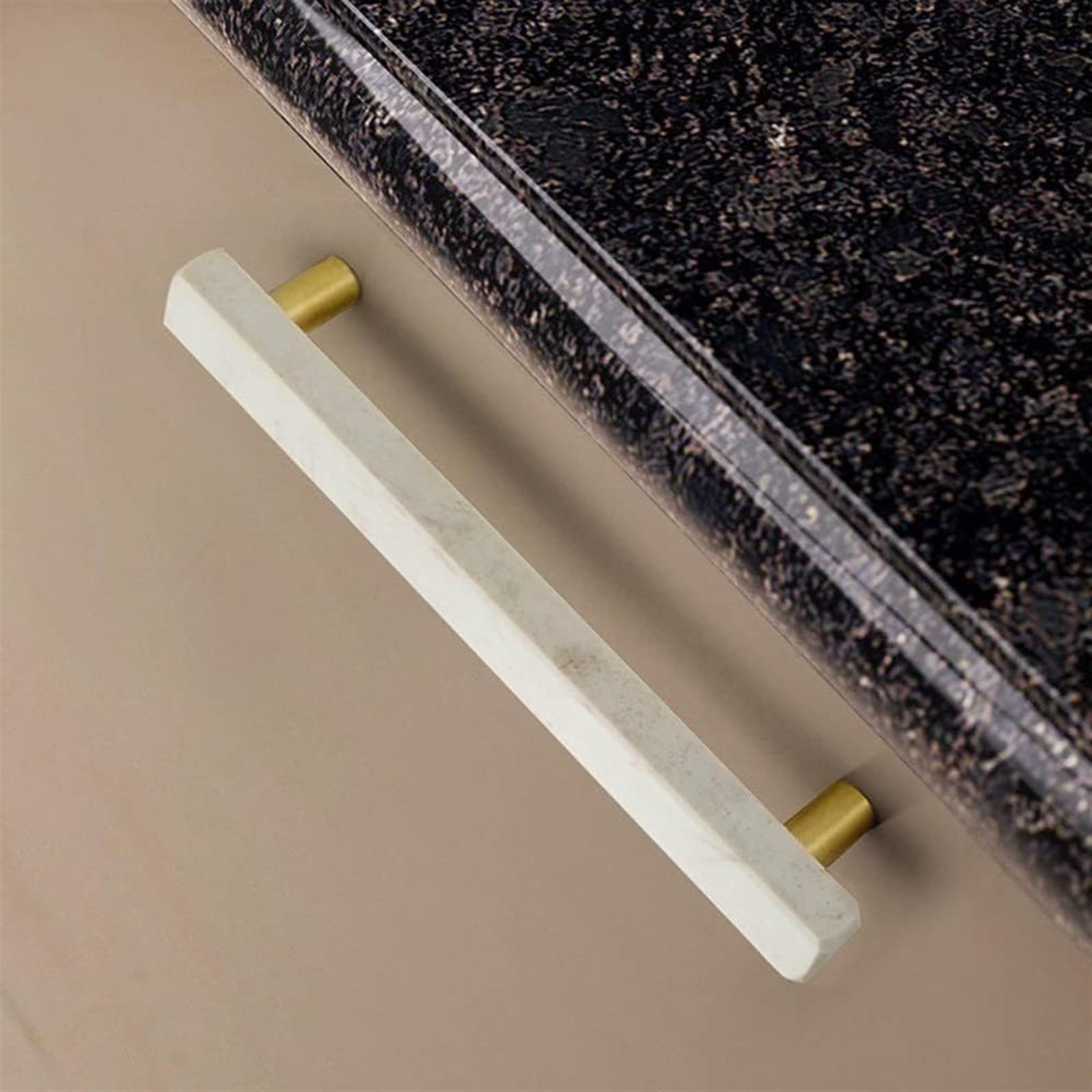 Modern Marble Drawer Pull Handles - 2 Pack Cabinet Knobs for Kitchen, Wardrobe, Cupboard & Furniture - Durable Leather Door Handles for Home & Office Decor (Single Size)