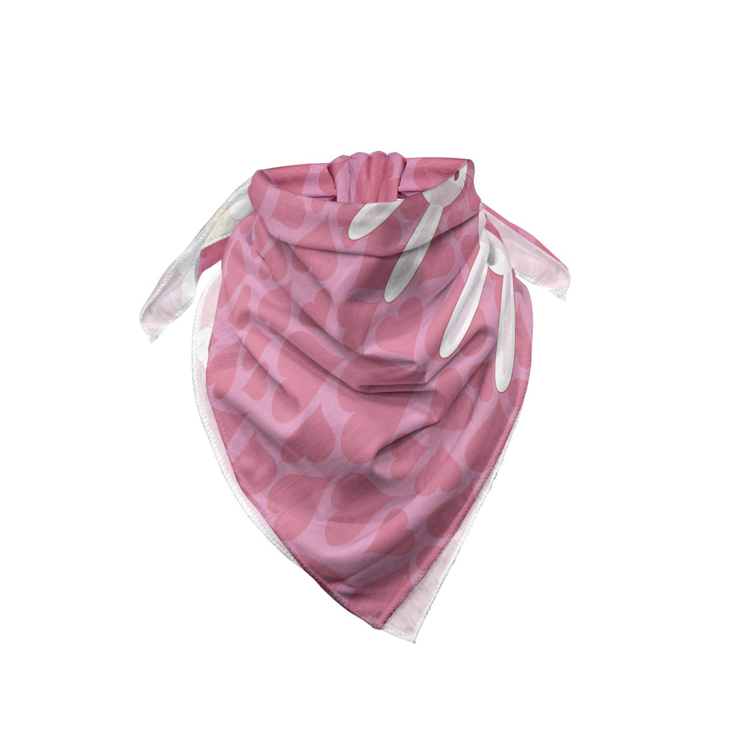 Ambesonne Bunny Bandana - Unisex Head & Neck Scarf with Romantic Couple Bunnies Design - Perfect for Pet Lovers, Outdoor Adventures & Casual Fashion