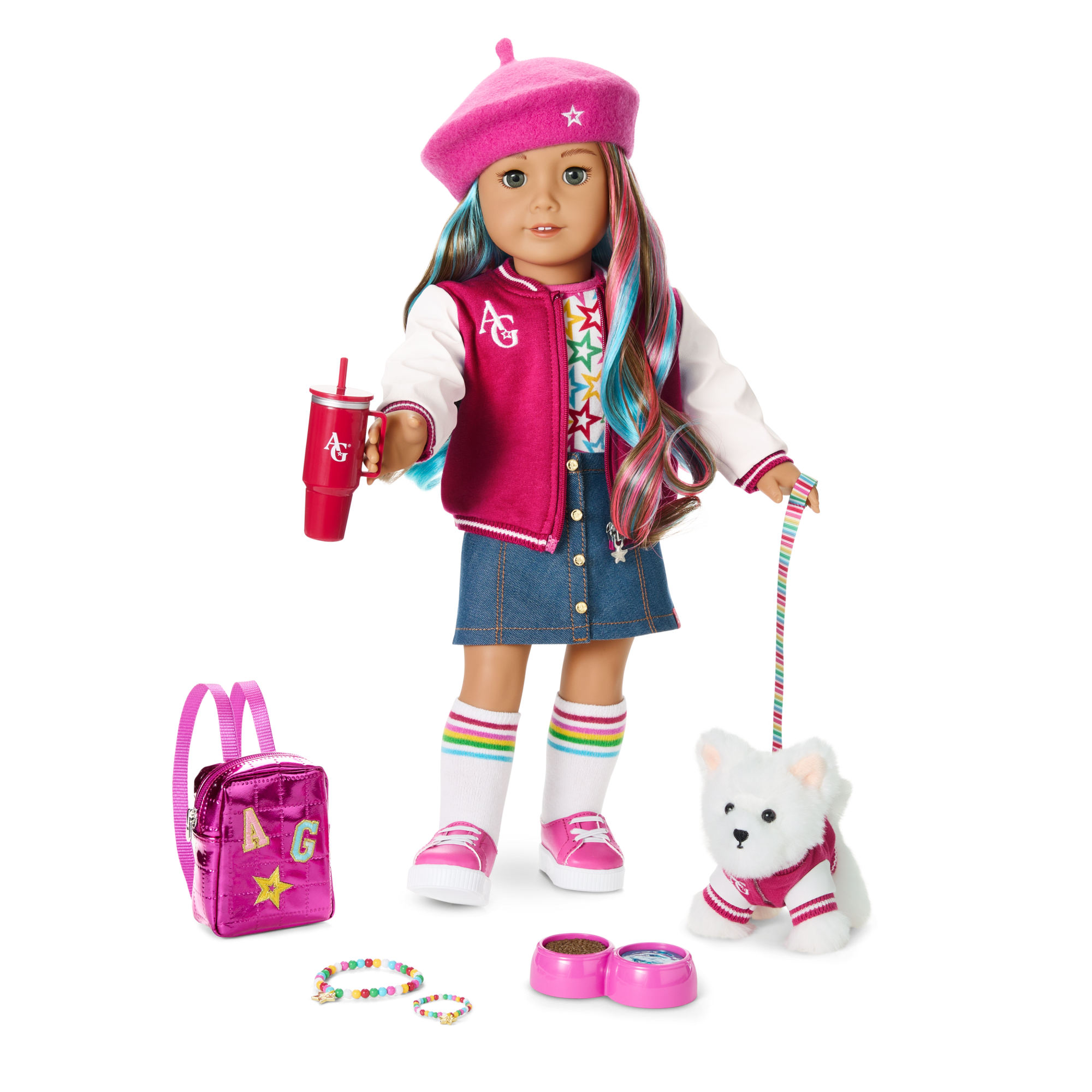 Truly Me™ 18 inch American Girl Doll #101 with Puppy, Mini Backpack & Accessories - AG™ Star Squad Bundle for Kids Pretend Play & Collectible Gift