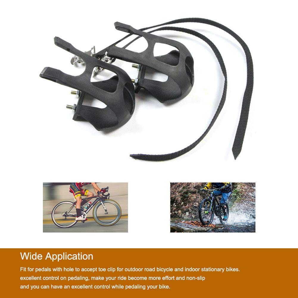 1 Pair Bike Pedals with Toe Clip & Strap - Durable Plastic Bicycle Pedals for MTB & Road Bikes - Perfect for Commuting, Training & Outdoor Cycling Adventures