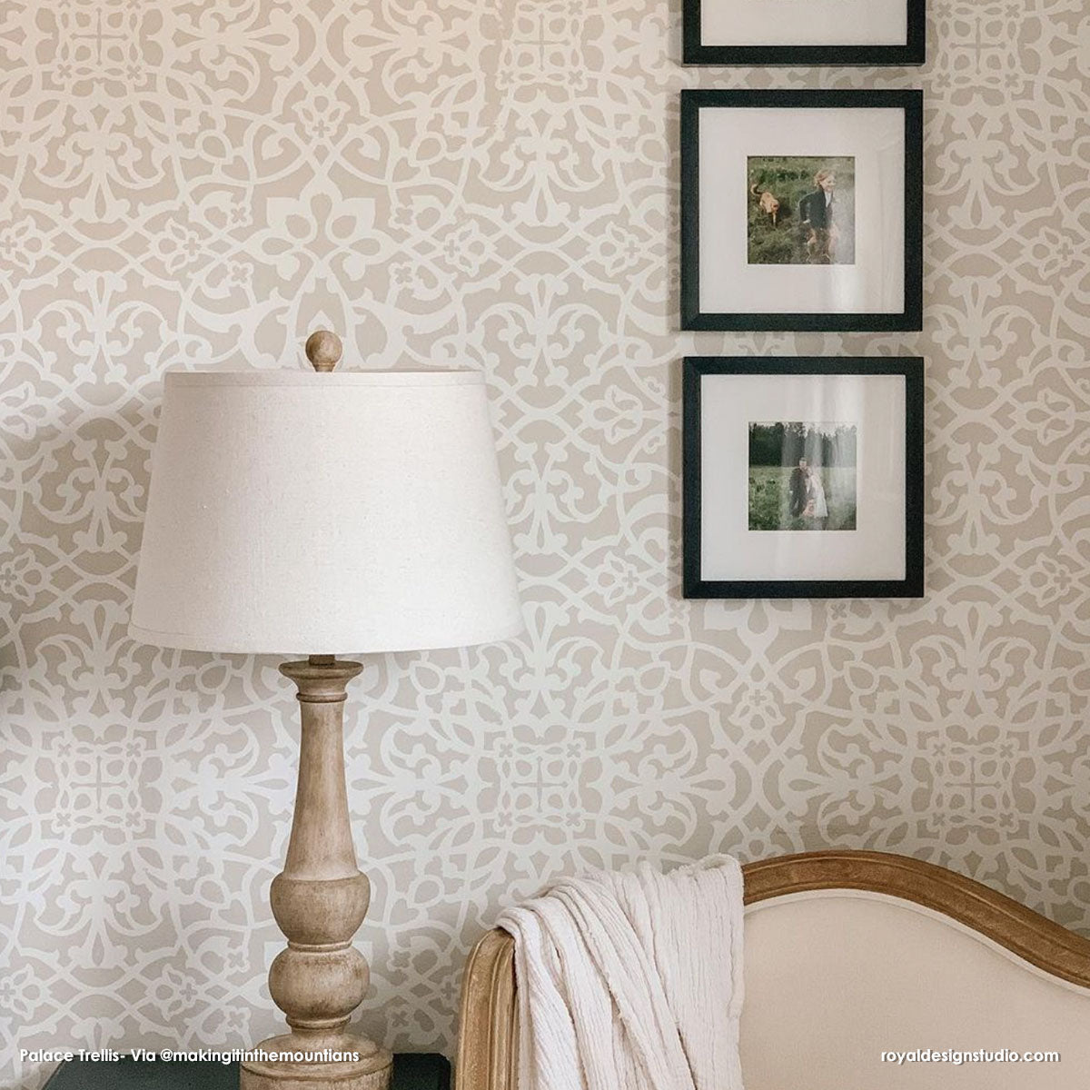 Palace Trellis Moroccan Wall Stencil - DIY Home Decor, Arabic Pattern Template for Painting, Wall Art, Furniture & Crafts - Perfect for Bedroom, Living Room, and Boho Style Interior Design