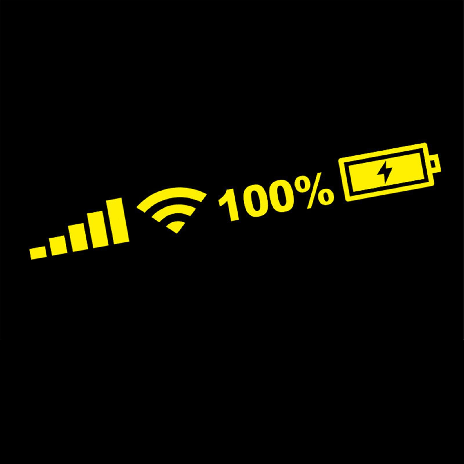 Funny Car Windshield Stickers & Decals - WiFi Signal & Power Mobile Phone Logo Window Decals for Men & Women - Personalized Car Accessories (Yellow) - Great for Customizing Vehicles & Showing Personality