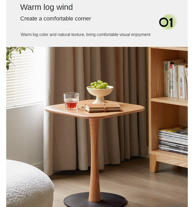 Solid Oak & Black Walnut Small Square Side Table - Handcrafted Wooden End Table for Living Room, Bedroom, or Office Decor