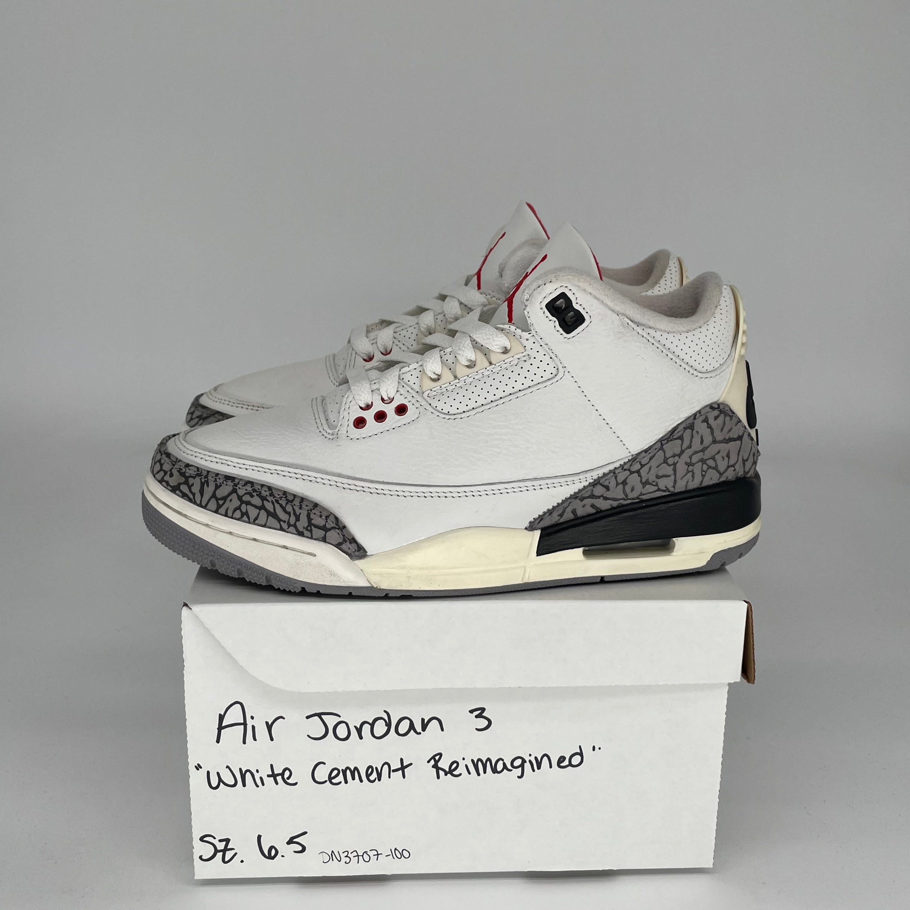 AIR JORDAN 3 White Cement Reimagined Retro Sneakers - Size 6.5 (DN3707-100) - Authentic Basketball Shoes for Men, Streetwear & Casual Outfits