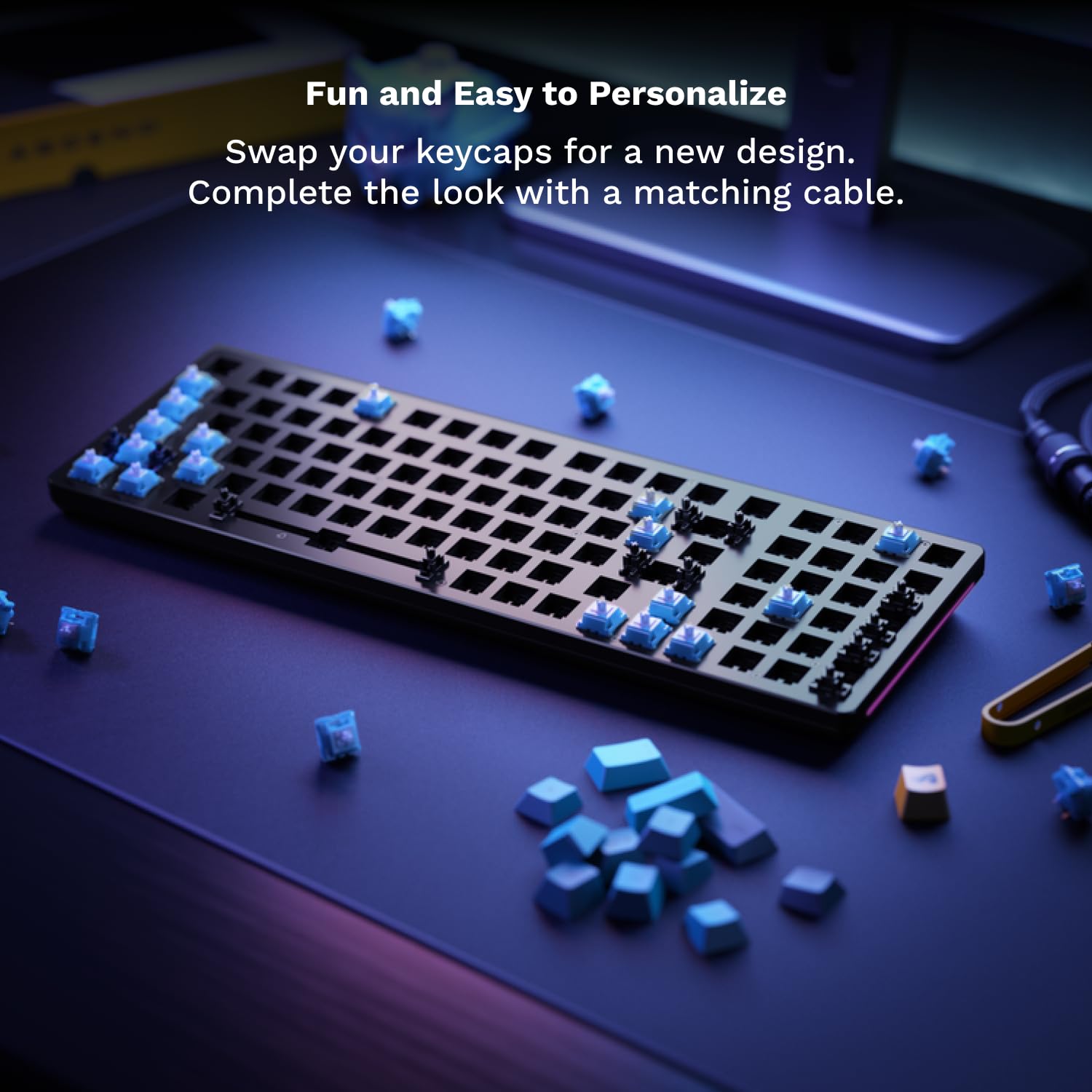Glorious GMMK 2 96% Full Size Gaming Mechanical Keyboard - Hot-Swappable Cherry MX Style Linear Switches, Double Shot PBT Keycaps, RGB Backlit - Wired PC Gaming Keyboard for Esports, Typing & Office Setup (Black)