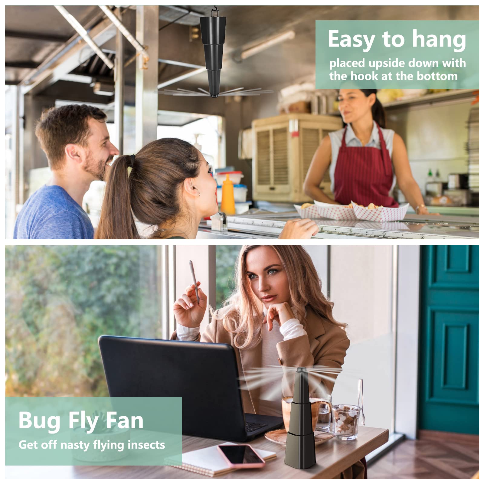 6 Pack Black Portable Fly Repellent Fan for Indoor & Outdoor Use - Keep Flies Away from Food at Parties, BBQs, Picnics, Home & Travel | Easy to Use Table Fan for Dining, Camping & Outdoor Events