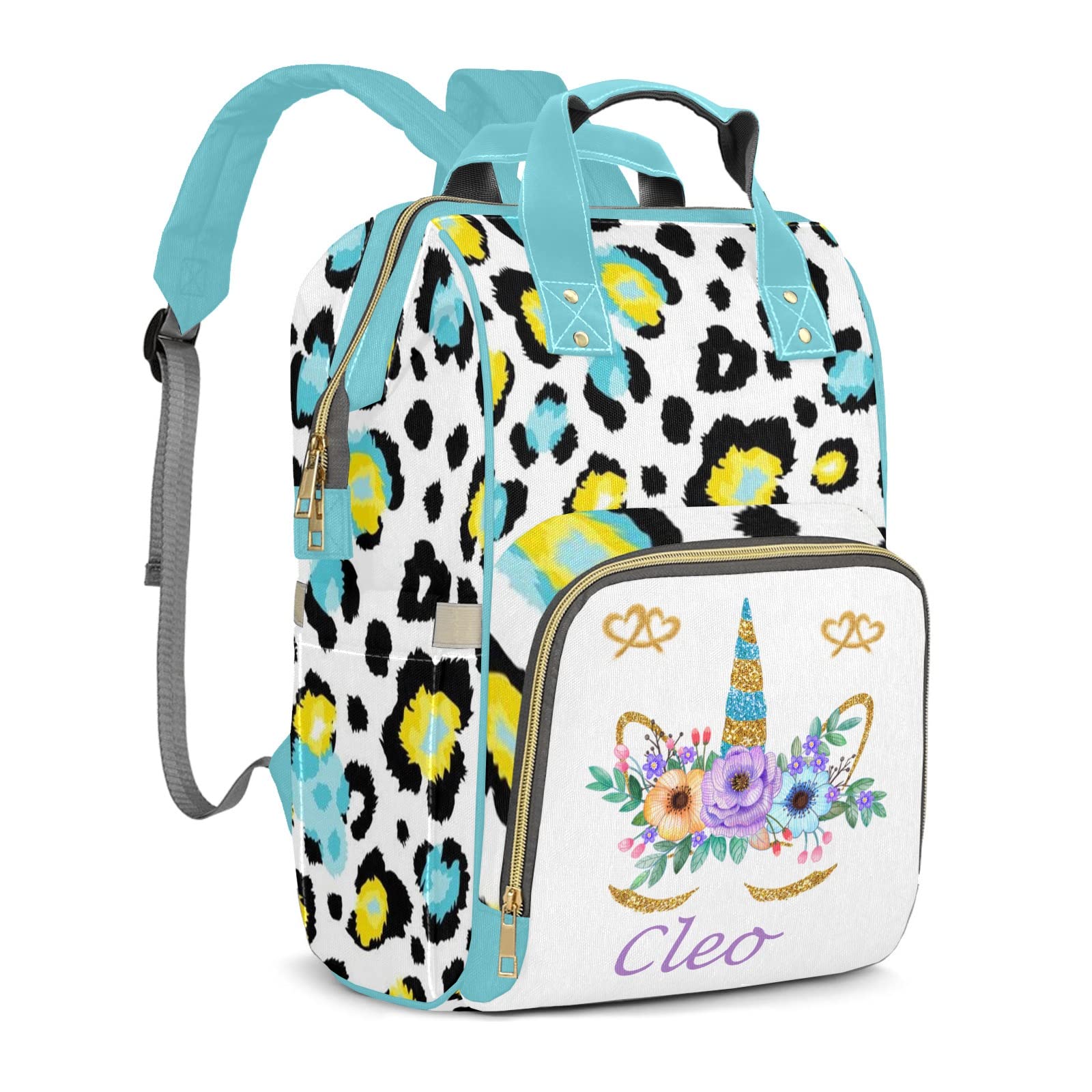 Custom Leopard Print Diaper Backpack for Women - Personalized Baby Bag for Moms & Travel
