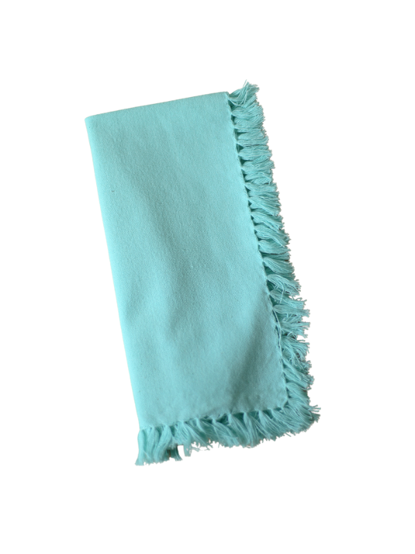 Aruba Blue Fringe Napkin Set - Elegant Decorative Table Linens for Weddings, Parties & Home Decor