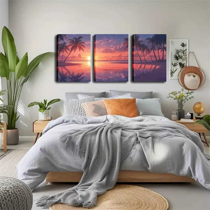 3-Piece Casual Romance & Relaxing Beaches Wall Art Set - Framed Canvas Prints 40x60cm (16x24in) - High Quality Australian Made Ready-to-Hang Decor for Living Room, Bedroom & Office