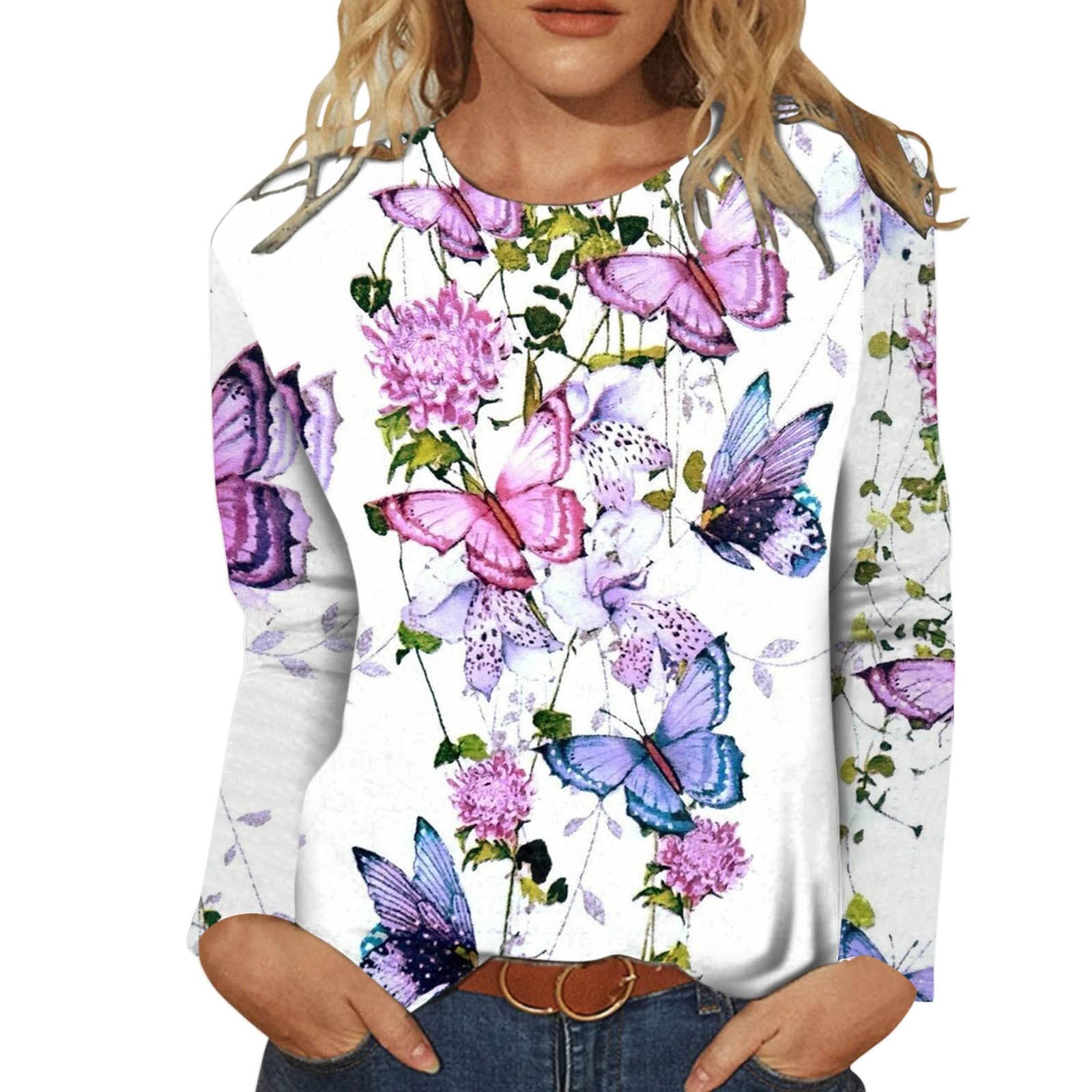 Women's Floral Print Casual Tunic Blouse - Summer & Fall Crewneck T-Shirt & Workout Tank Top | Office Wear, Weekend Outfits & Gym Essentials