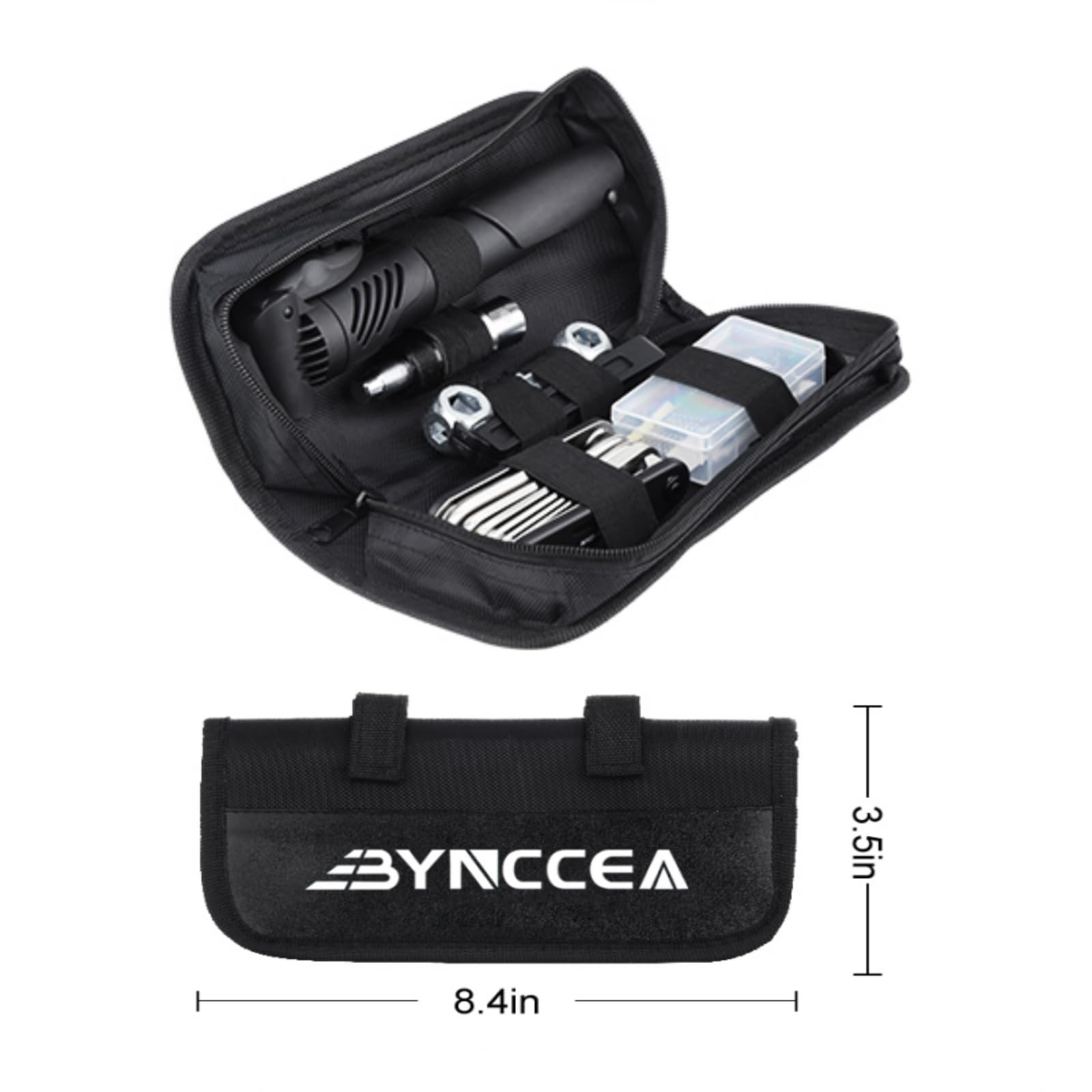 Bynccea Bike Tire Repair Kit with Hand Pump - Portable Bicycle Tire Patch Tools, All-in-One Bicycle Repair Bag with Tire Levers for Mountain & Road Bikes - Perfect for Cycling, Commuting & Outdoor Adventures