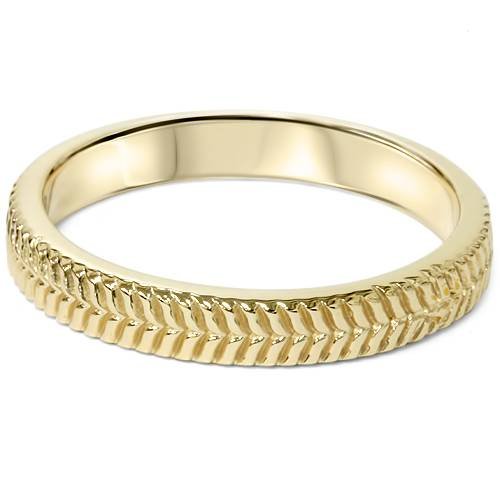 14K Yellow Gold Hand Carved Wedding Band for Men & Women - Elegant Handmade Wedding Ring for Couples, Bridal Jewelry Gift for Anniversary, Engagement, or Special Occasions
