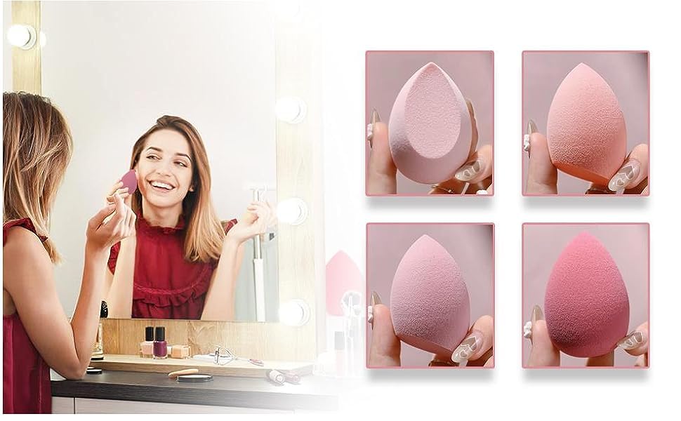 Feelhigh Cosmetics Makeup Blender Sponge Set - 4 Pack with Storage Box for Flawless Foundation & Concealer Application - Perfect for Travel & Everyday Makeup