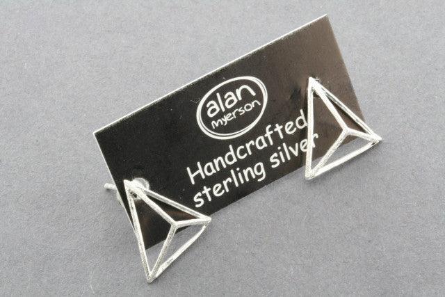 Pyramid Stud Earrings Sterling Silver 925 - Trendy Punk Gothic Jewelry for Women & Men - Perfect for Parties, Concerts & Everyday Wear