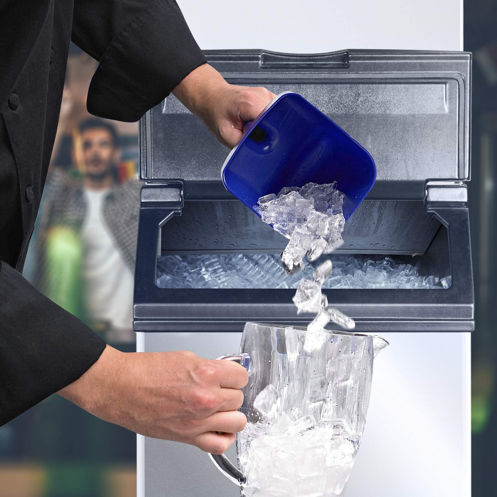 Atosa Commercial Ice Maker Machine with Bin - 460lbs/24h Stainless Steel Automatic Ice Maker for Restaurants, Supermarkets & Bars - Perfect for High-Volume Ice Production in Food Service Businesses