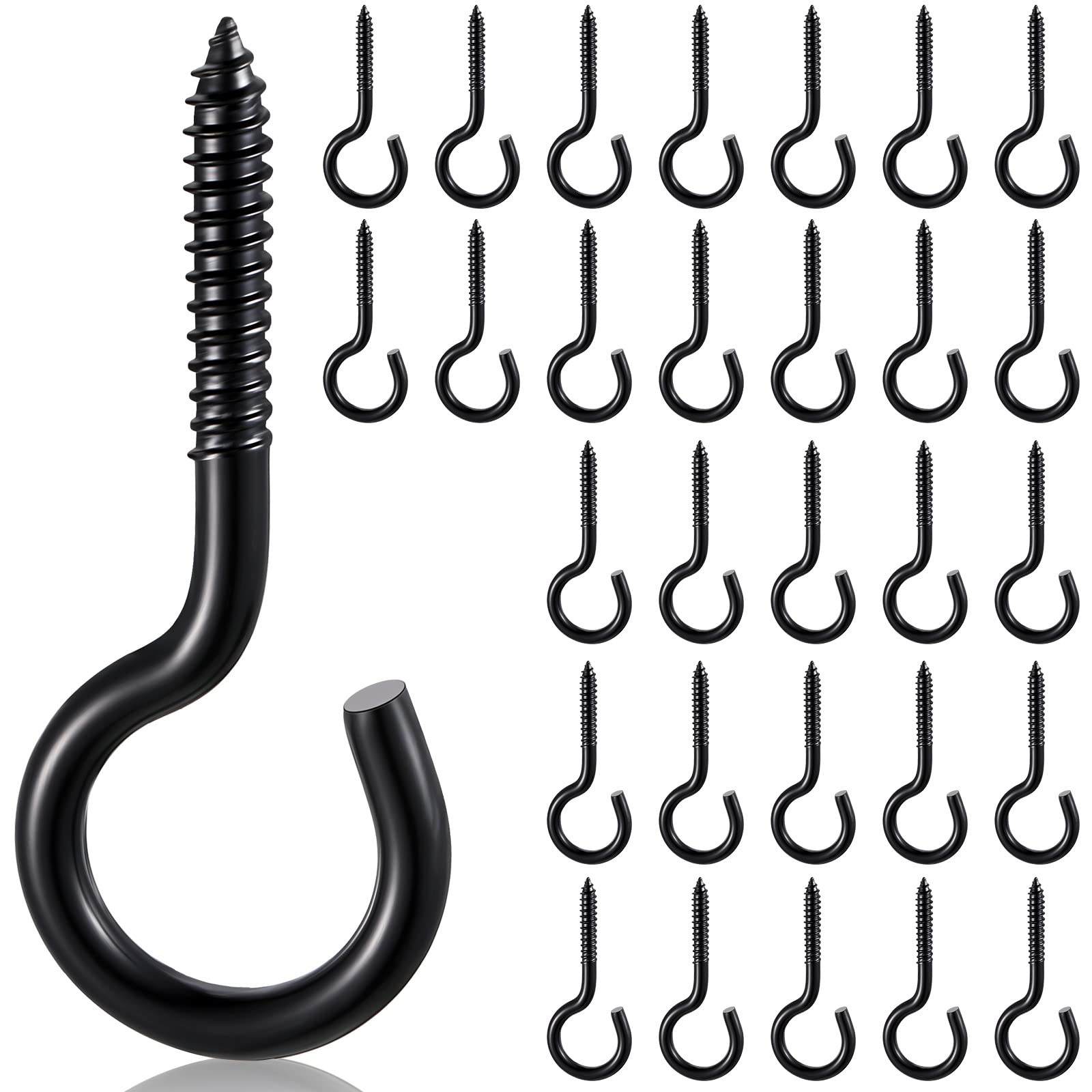 Mudder 30-Piece Black Christmas Light Hooks - Heavy Duty Outdoor Screw Hooks for String Lights, Fairy Lights & LED Decorations - Perfect for Christmas Tree, House, Garage, Yard & New Year Party Decor