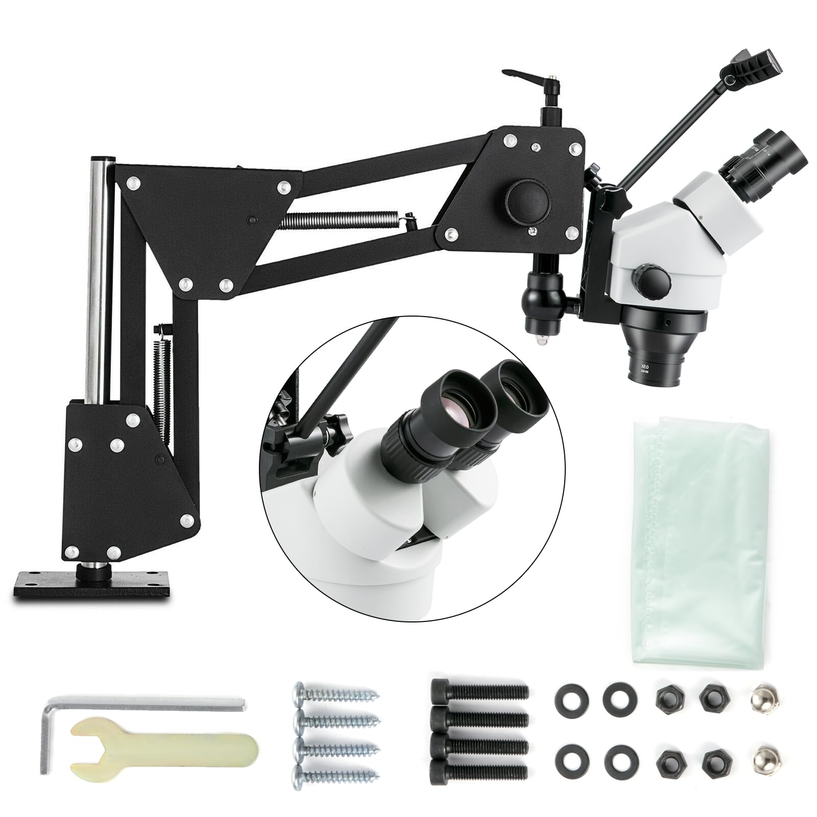 VEVOR 7X-45X Magnification Jewelry Microscope with Spring Bracket & Stand - Multi-Directional Inlaid Mirror for Gem Diamond Setting, Jewelry Making & Watch Repair | Professional Microscope for Jewelers, Watchmakers & Hobbyists