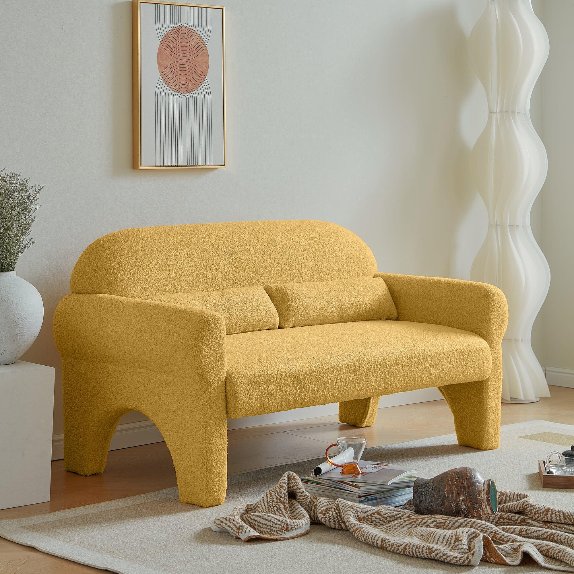 Modern Lambs Wool Fabric Loveseat Sofa for Living Room - Cozy 2-Seater Couch with Soft Upholstery | Perfect for Small Spaces, Apartments & Cozy Home Decor