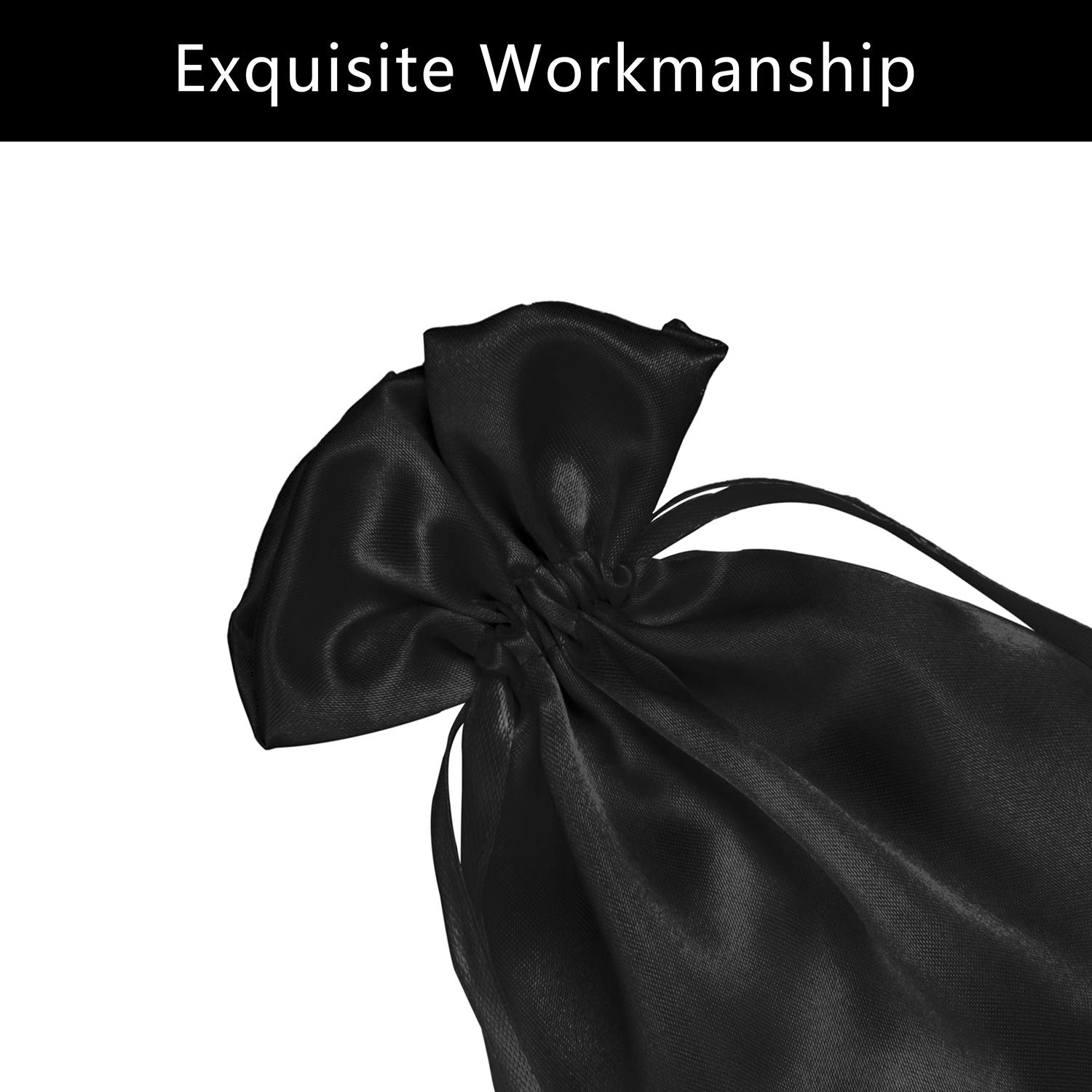50 Pack 6x9.5 Inch Black Satin Drawstring Gift Bags - Premium Jewelry Pouch, Wedding Favors, Baby Shower & Party Favor Bags - Perfect for Special Occasions, Gift Wrapping & Event Decorations