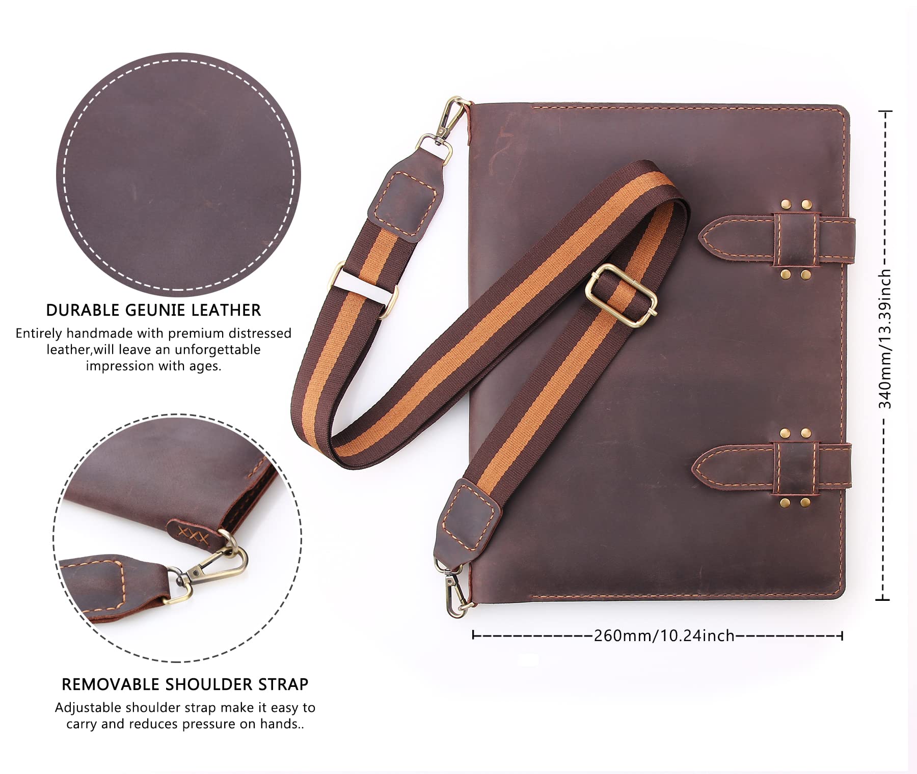 Robrasim Handmade Leather Sketchbook Cover - Premium Artist Sketch Pad Holder for 9
