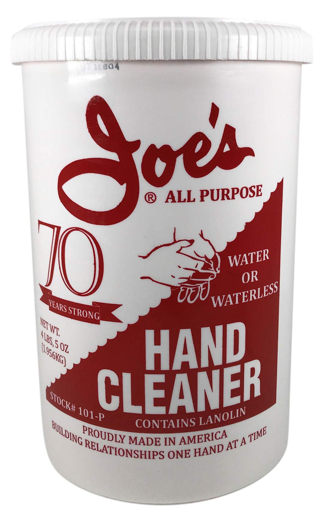 Joe's Hand Cleaner 101P 4.5Lb Heavy-Duty Hand Cleaner with Plastic Can - Industrial Strength, Fast-Acting Formula for Mechanics, Gardeners & DIY Projects