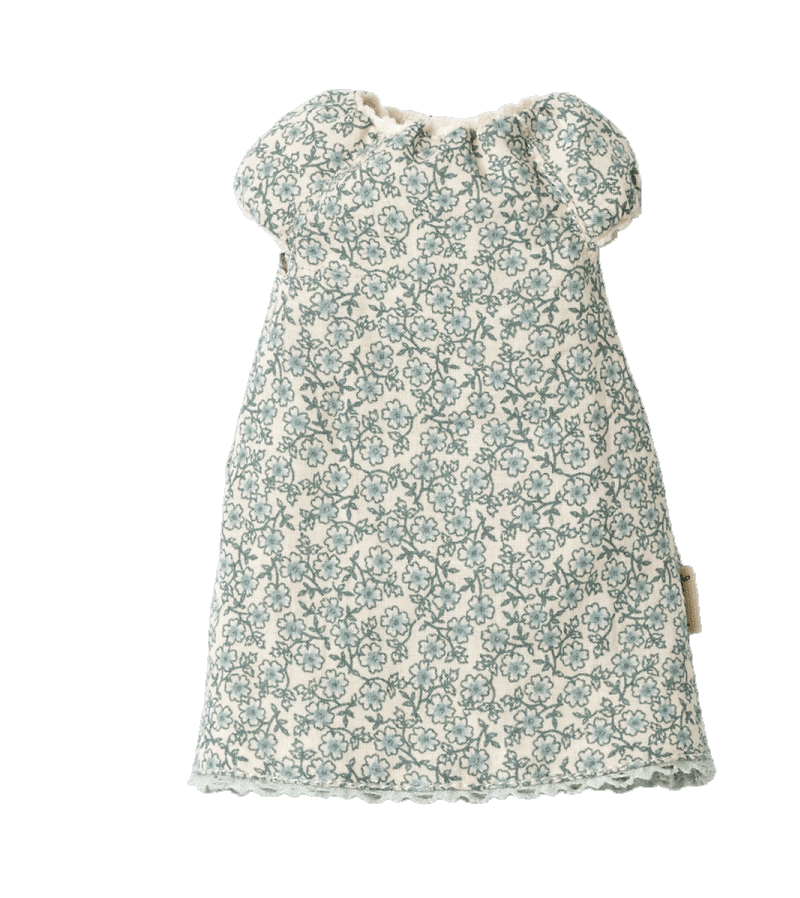 Maileg Blue Floral Nightgown for Teddy Bear Mom - Perfect for Bedtime, Cuddling & Playtime