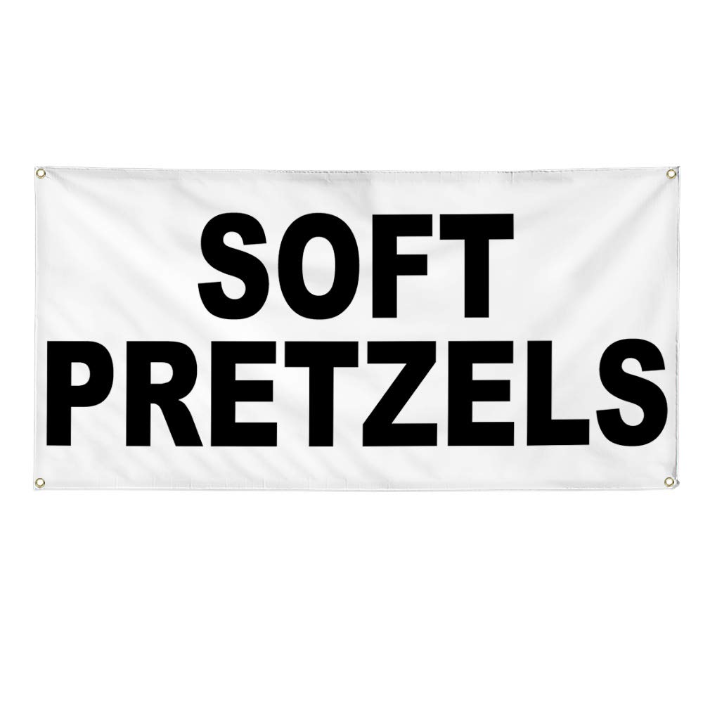 Premium 60x144 Inch Weatherproof Vinyl Banner for Food Trucks, Restaurants & Outdoor Advertising - Heavy Duty Soft Pretzels Sign with 10 Grommets | Perfect for Food Bars, Industrial Yard Signs & Street Promotions