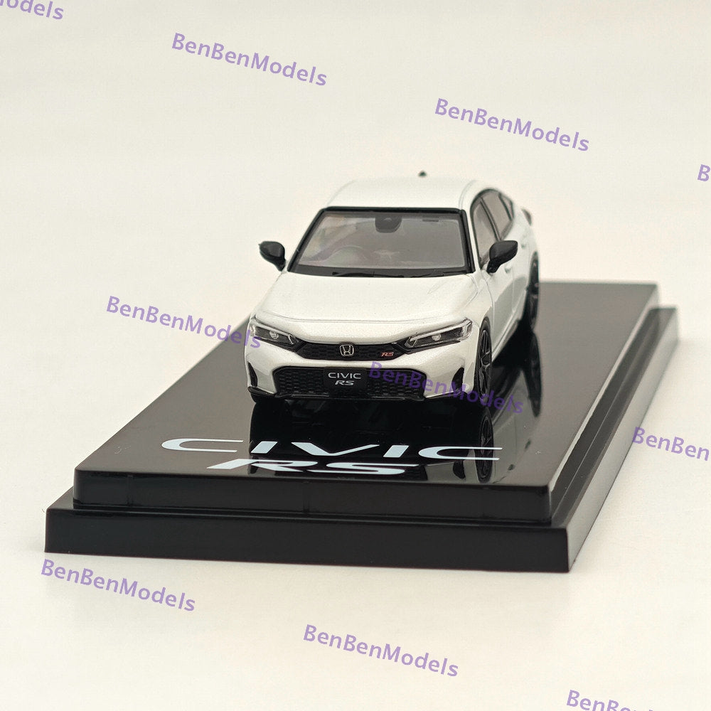 1/64 Scale Hobby Japan Honda Civic RS Platinum White Pearl Diecast Model Car HJ642046AW - Collectible Miniature for Display, Gifts & Car Enthusiasts
