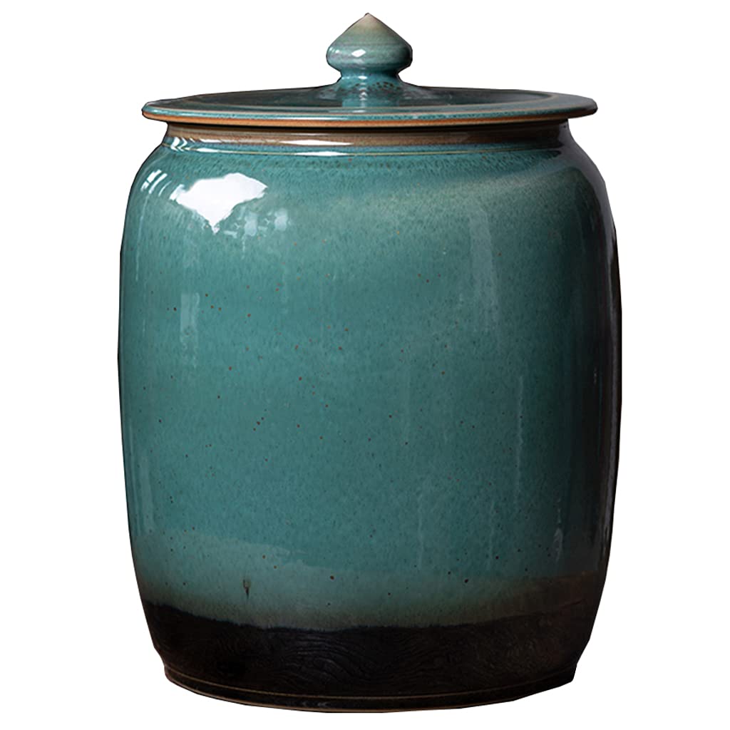 Premium Chinese-Style Ceramic Cereal Storage Jar with Airtight Lid - Rice, Groceries & Dry Food Container for Kitchen Pantry Organization | Perfect for Storing Rice, Flour, Coffee, Tea, and Bulk Foods