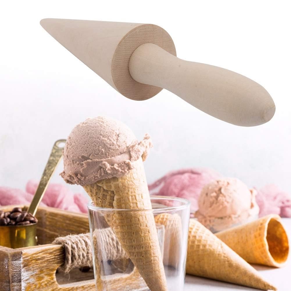 Wooden Waffle Cone Roller - 9.1 Inch Pizzelle Cone Mold for Homemade Ice Cream Cones | Baking Pastry Tool for Waffle, Dessert & Ice Cream Shops | Perfect for DIY Desserts, Parties & Catering
