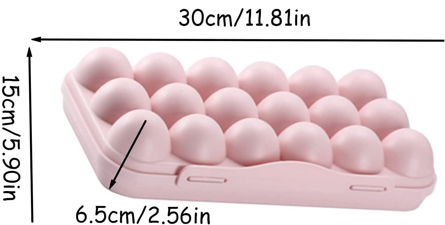 PRAYAS 18-Grid Reusable Plastic Egg Storage Organizer with Lid - Pink Kitchen Egg Holder, Egg Box Container for Refrigerator & Pantry Organization - Perfect for Farm Fresh Eggs, Breakfast Meal Prep & Baking Needs