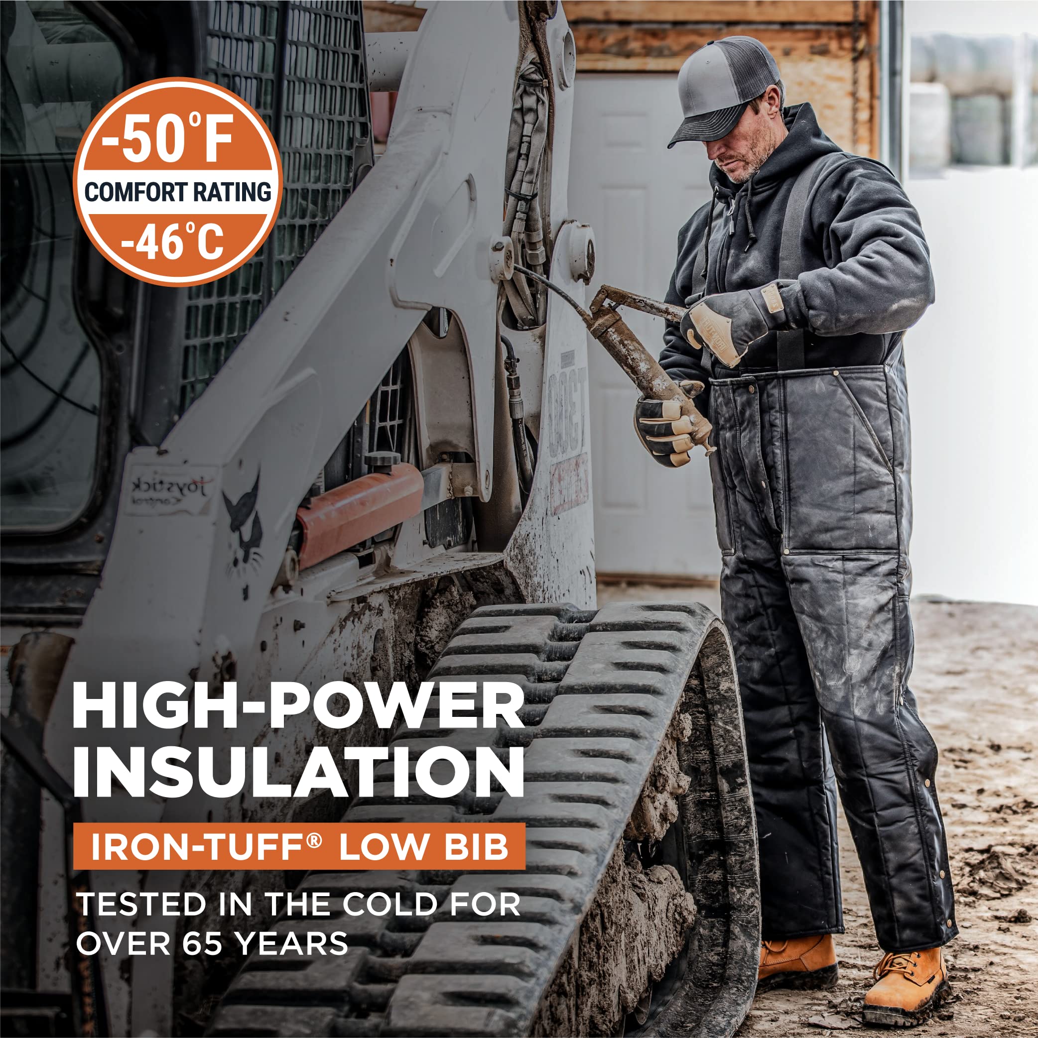 RefrigiWear Iron-Tuff Insulated Low-Bib Overalls for Men & Women -50°F Extreme Cold Weather Workwear - Ideal for Construction, Farming & Outdoor Winter Jobs