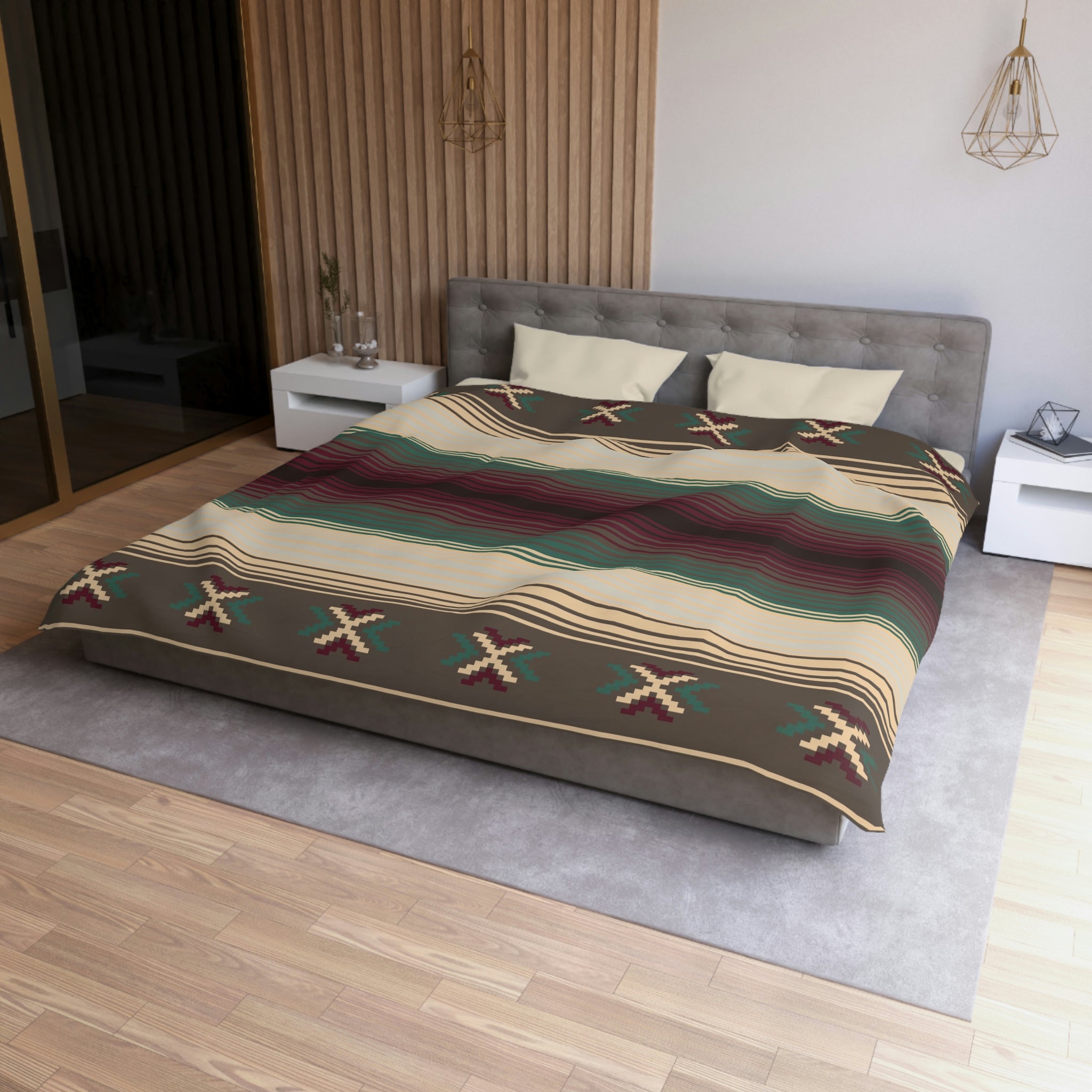 Southwestern Cross Trail Microfiber Duvet Cover - Rustic Cabin Decor Bedding Set for Cozy Cabin Retreats & Western-Themed Bedrooms