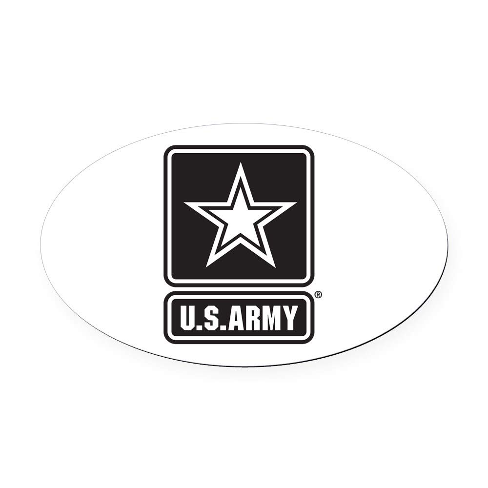 U.S. Army Star Logo Black & White Oval Car Magnet - Euro Style Bumper Sticker for Cars, Trucks & Vehicles - Show Military Pride on Your Vehicle