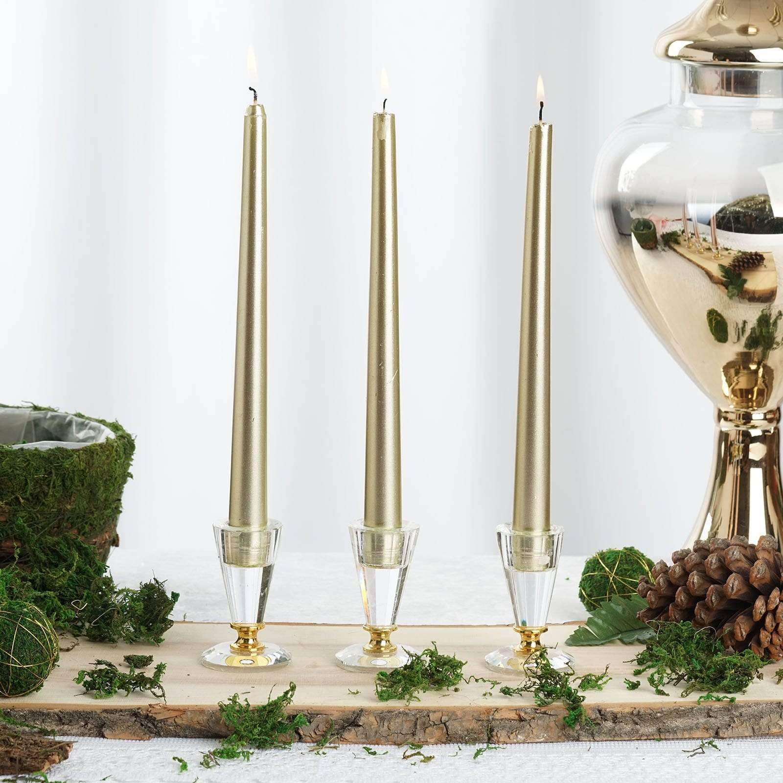 12-Pack Premium 10-Inch Taper Candles for Dining Table, Wedding Decor, and Romantic Ambiance - Long-Lasting Dripless Wax Candles for Home & Events