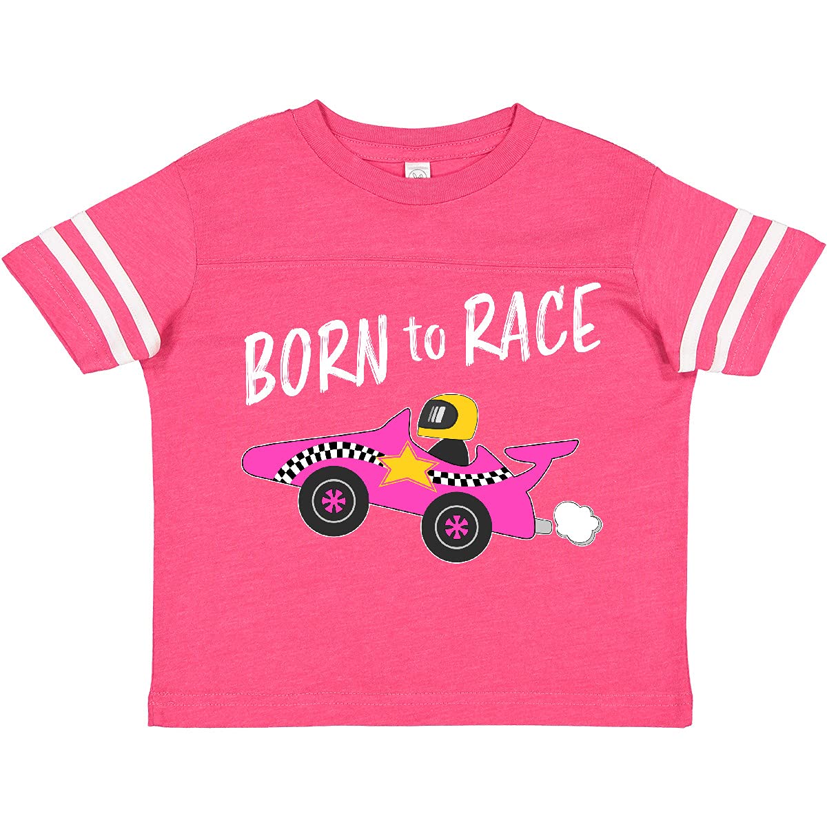 Inktastic Born to Race Pink Race Car Toddler T-Shirt - Cute Toddler Boy Girl Graphic Tee for Racing Fans, Birthday Gifts & Playdates