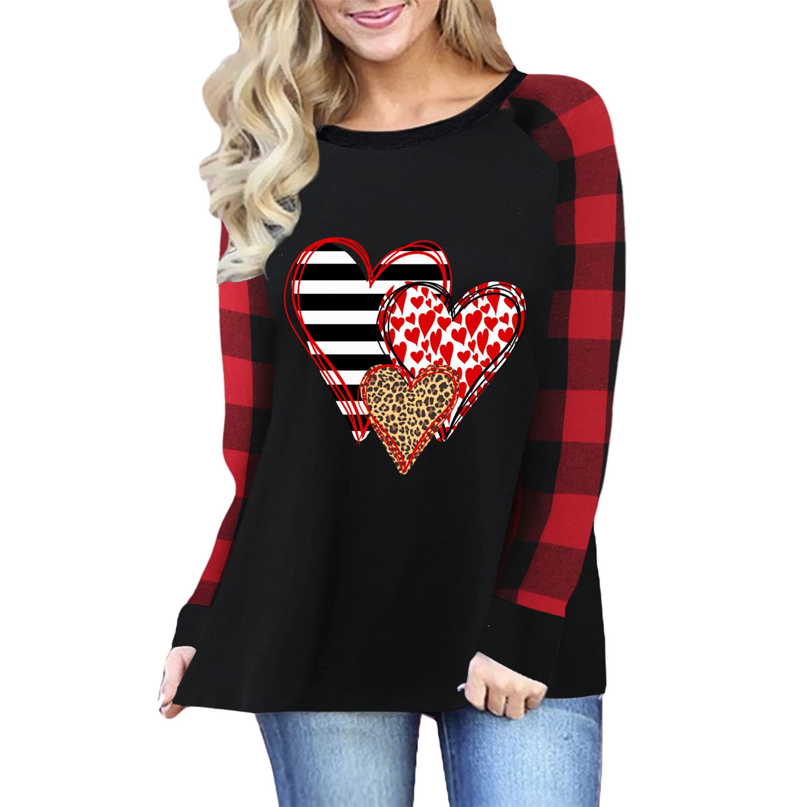 Valentine's Day Heart Print Long Sleeve Blouse for Women - Romantic Love Design Casual & Work Tops - Perfect for Date Nights, Office Wear, and Special Occasions