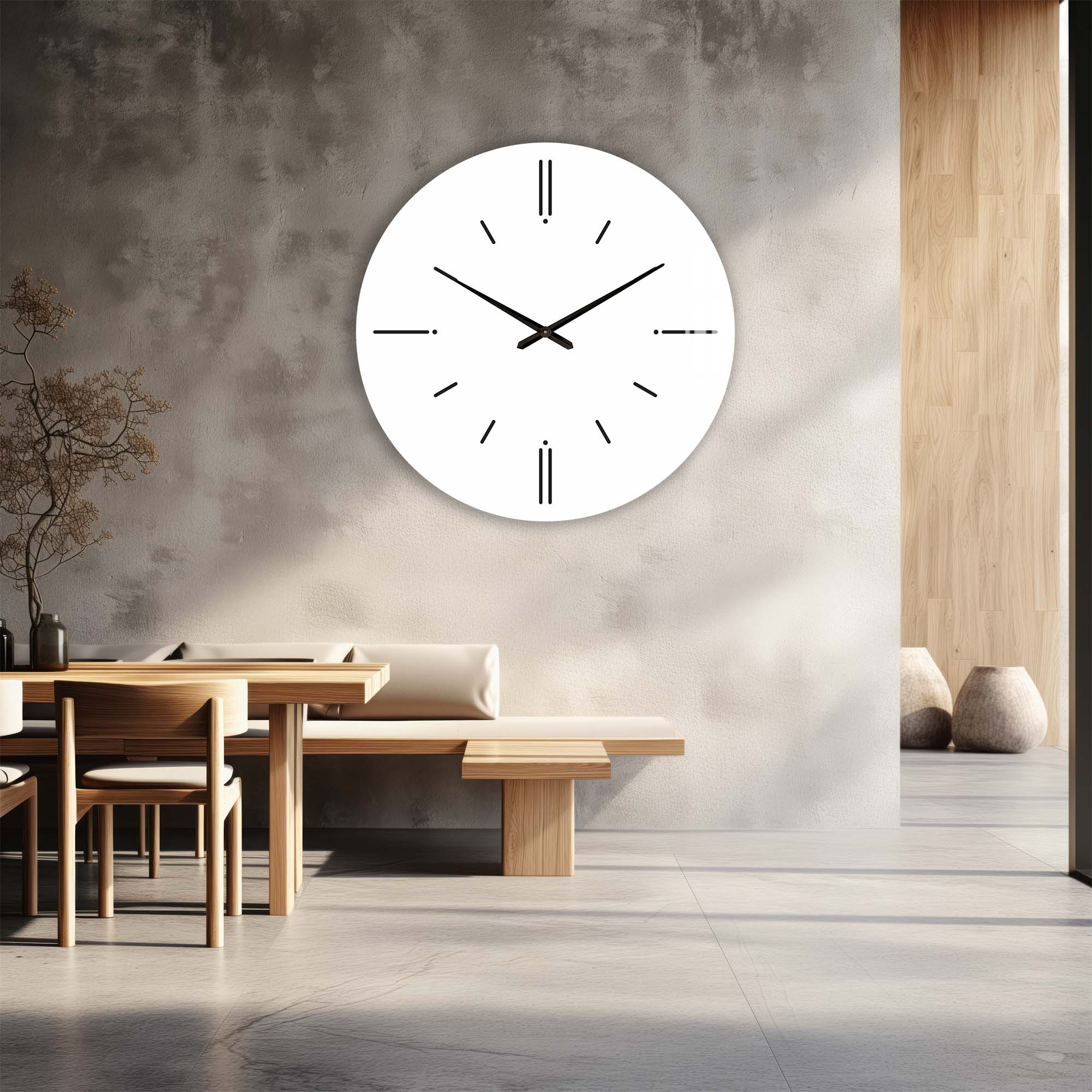 Minimalist White Glass Wall Clock - Modern Home & Office Decor - Perfect for Living Room, Bedroom, and Kitchen