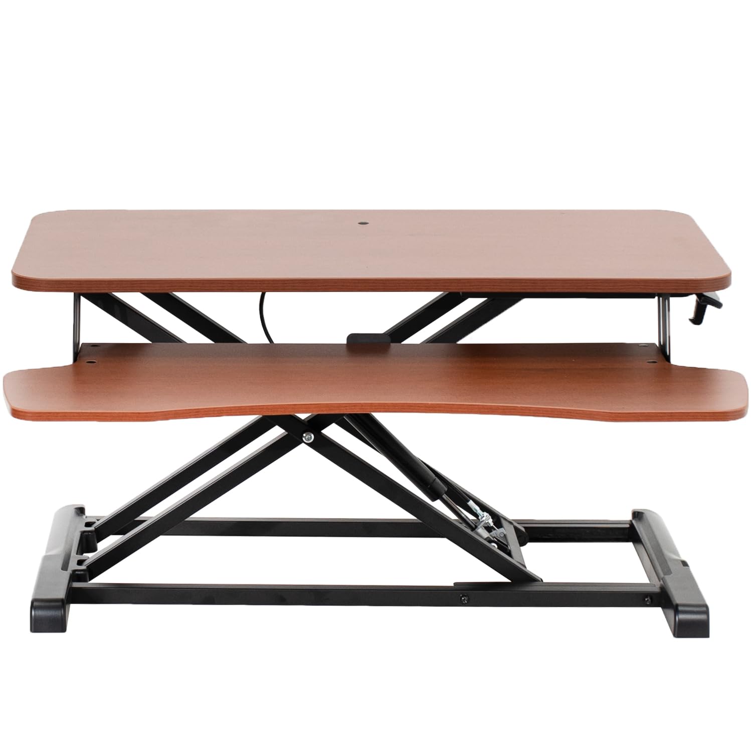 VIVO 32 Inch Height Adjustable Standing Desk Converter - K Series Sit Stand Riser with Wide Keyboard Tray, Dark Walnut Top & Black Frame - Dual Monitor & Laptop Workstation for Home Office & Gaming Setup