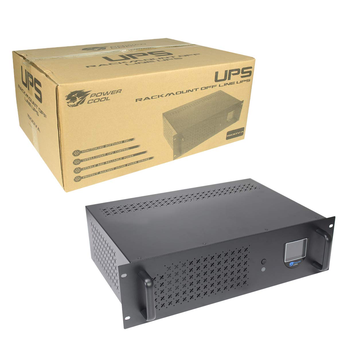 Powercool 1500VA Intelligent Rackmount UPS - 3U Uninterruptible Power Supply with LCD Display, USB Monitoring, UK Socket & IEC C13 Outlets - Reliable Server & Network Power Backup for Data Centers & IT Equipment | Black