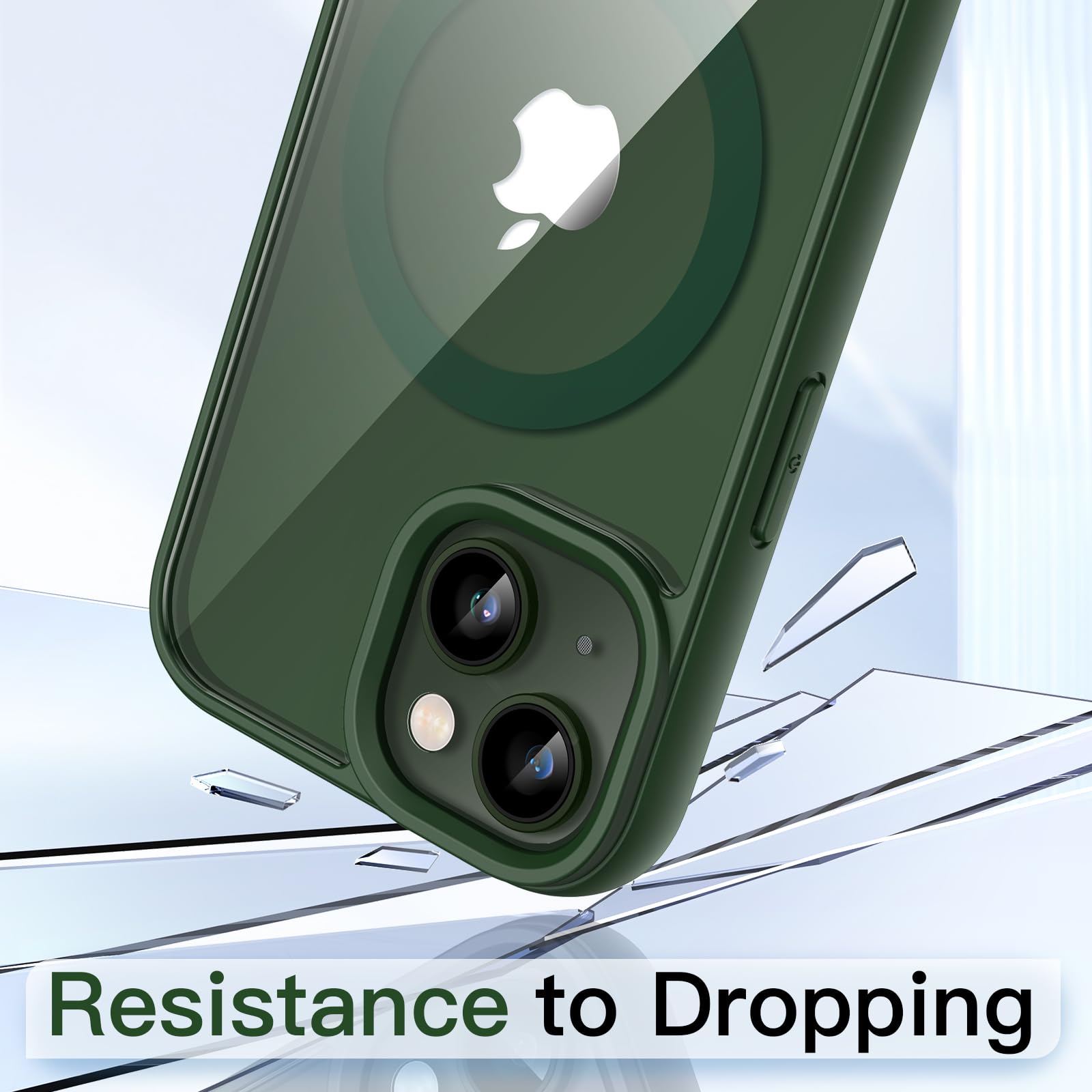 JETech Magnetic Case for iPhone 13 6.1-Inch - MagSafe Compatible Shockproof Bumper Cover with Anti-Scratch Clear Back & Matte TPU Frame (Green) - Perfect for Daily Use, Outdoor Activities & Wireless Charging