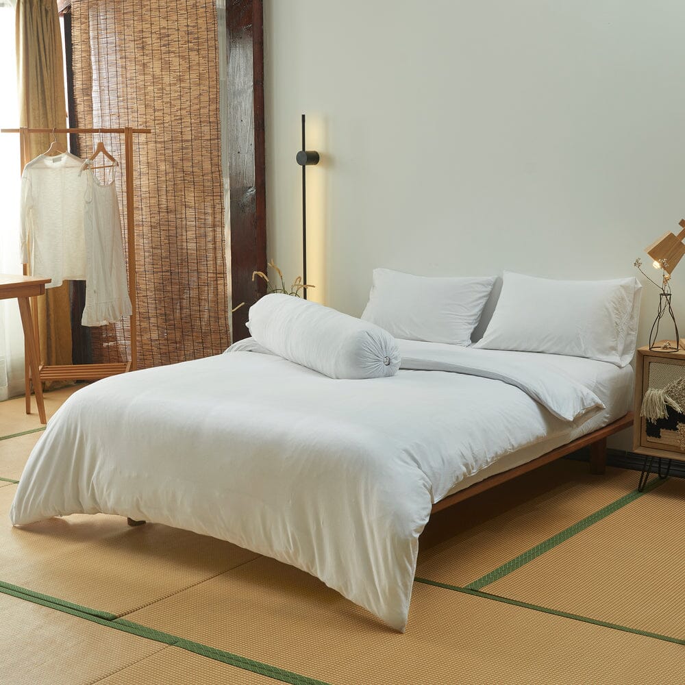 Premium 100% Cotton White Jersey Bed Sheet Set - Soft & Breathable for All Seasons | Perfect for Master Bedroom, Guest Room, or Dormitory