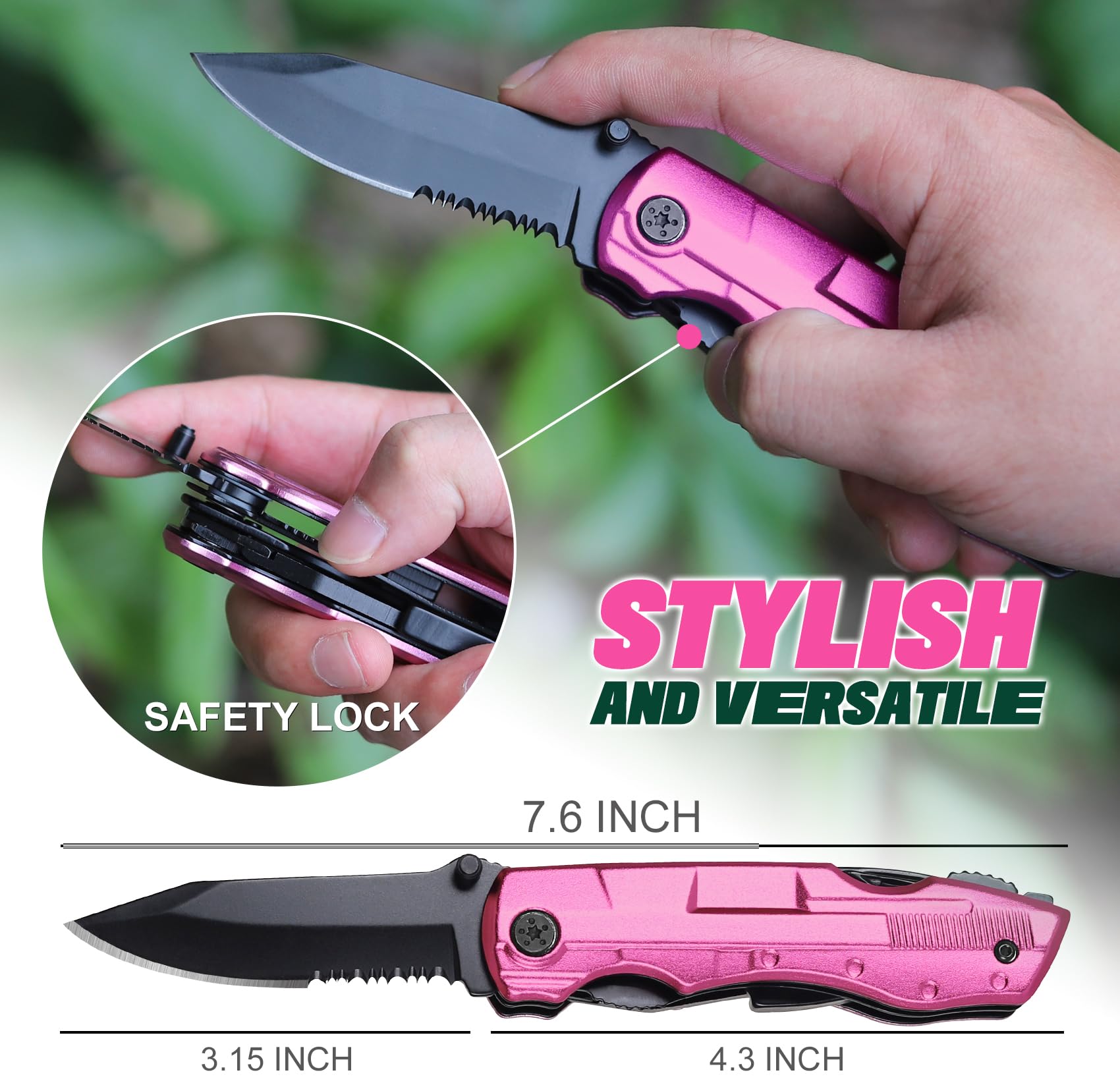 Multitool Knife for Women - Pink Compact Tool for Wife, Mom, Sister - Perfect Mother's Day, Birthday, Christmas Gift & Stocking Stuffer - Ideal for Camping, Hiking, and Everyday Carry