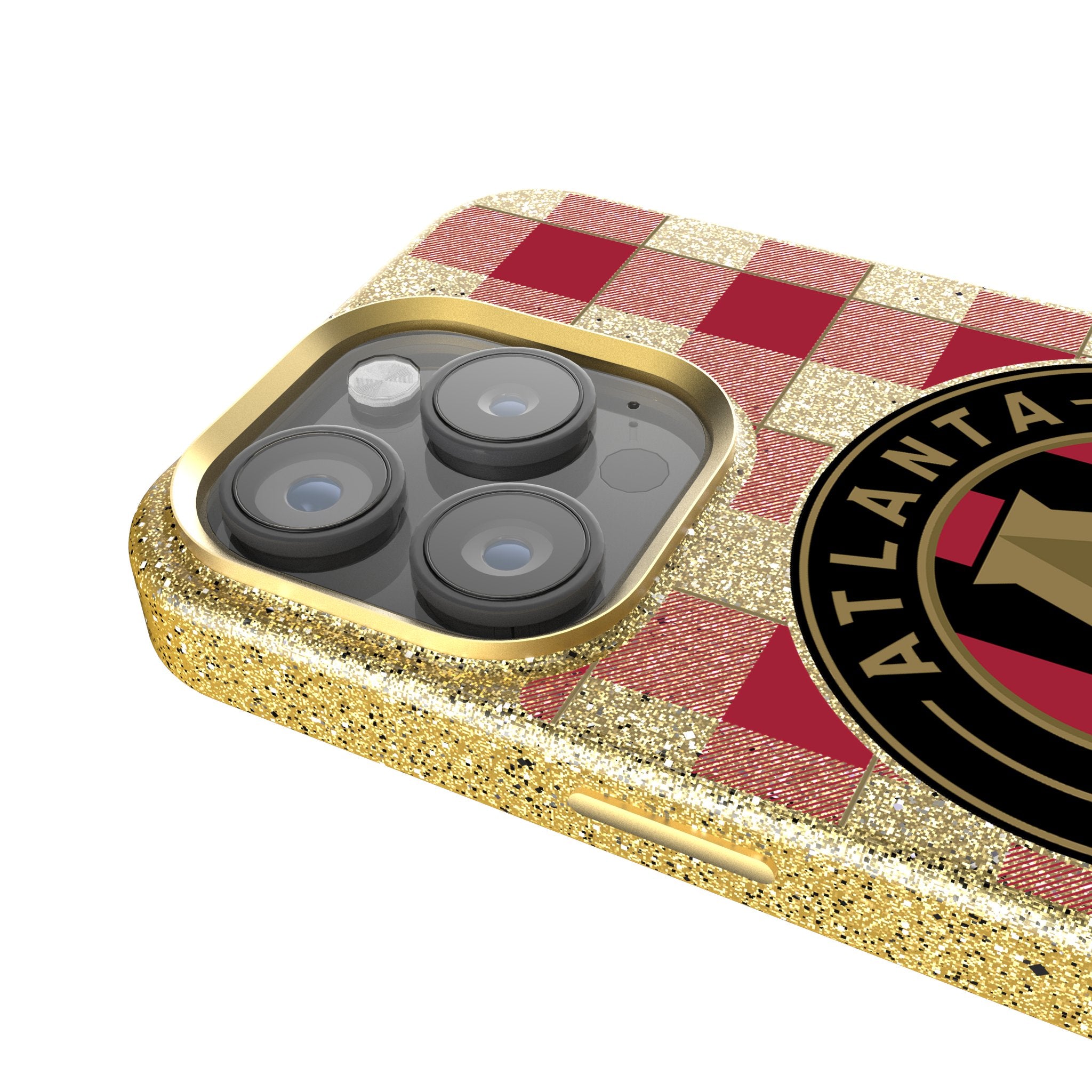 Atlanta United FC Plaid Bling Phone Case for iPhone & Samsung - Stylish Glitter Protective Cover for Soccer Fans - Perfect for Game Days & Everyday Use