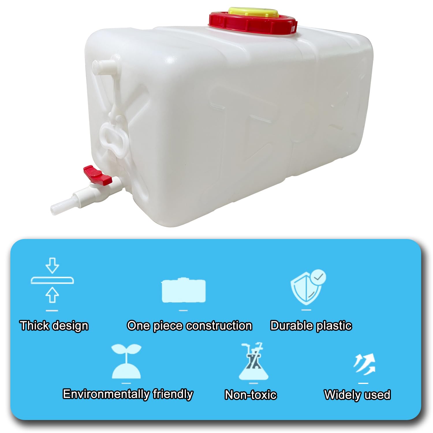 75L Portable Fresh Water Storage Tank with Spout Kit - Thickened Durable Design for Long-Term Potable Water Storage - Ideal for Camping, RV Trips, Picnics & Outdoor Events