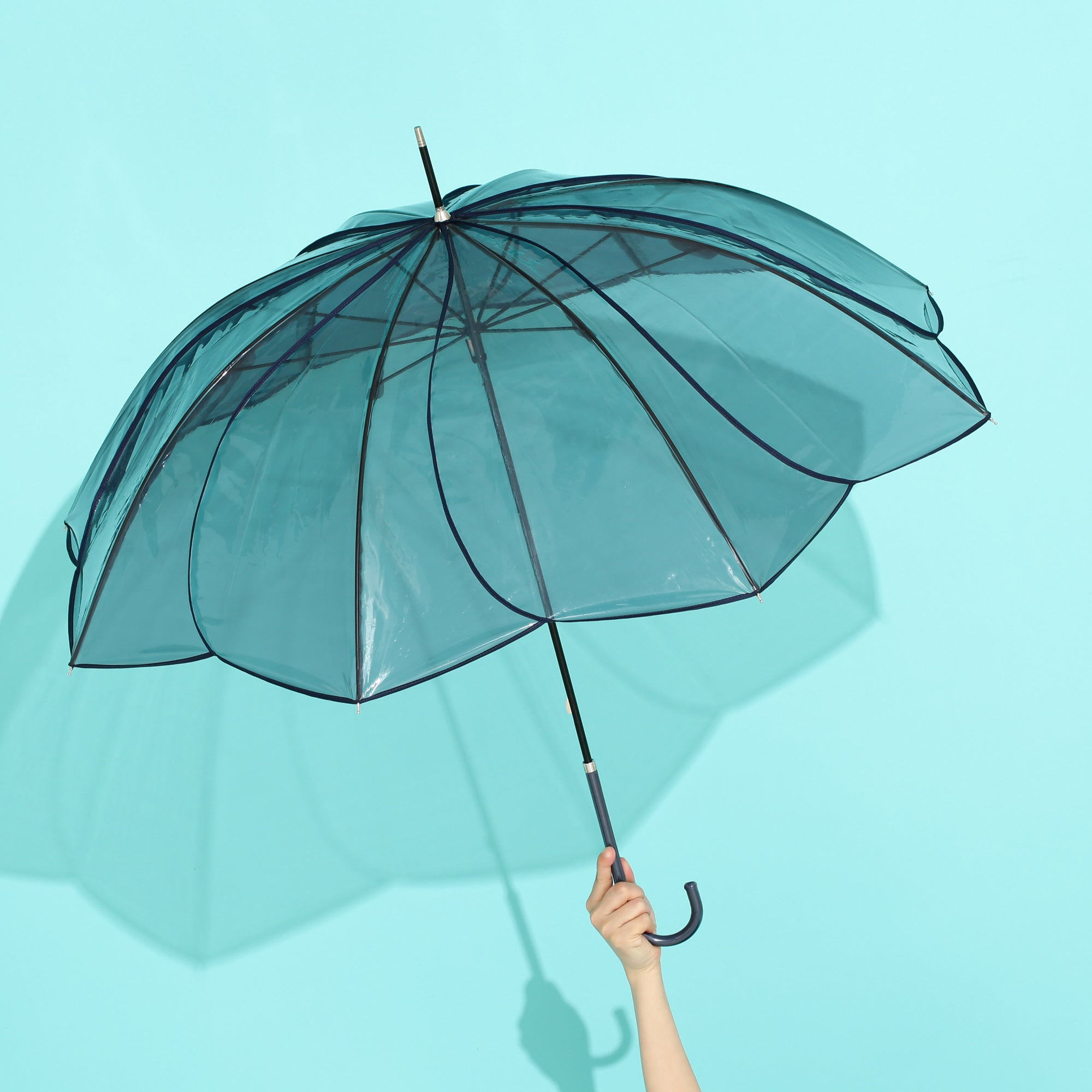 Clear Umbrella with Color Piping - 58 Inch Windproof Gray Rain Umbrella for Men & Women - Perfect for Commuting, Travel, and Outdoor Activities