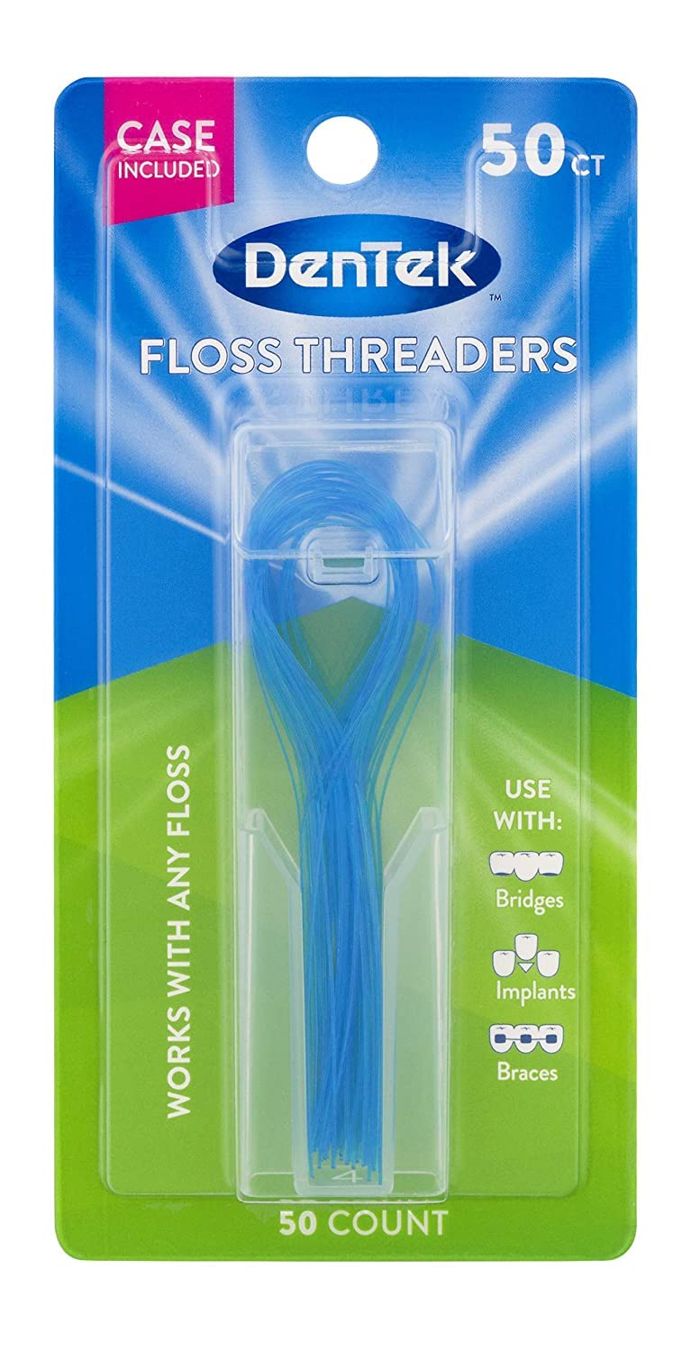 DenTek Floss Threaders - 50 Count (Pack of 9) | Dental Floss Aids for Braces, Bridges & Implants | Essential Oral Care for Tight Teeth Spaces